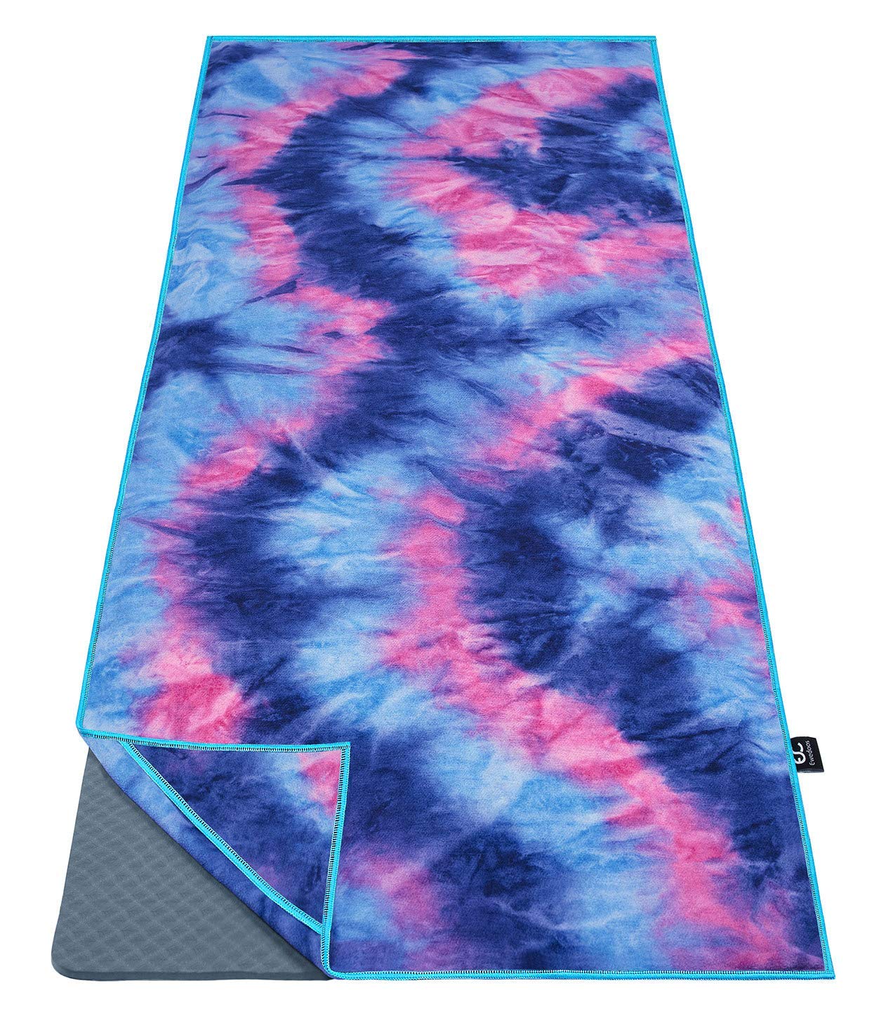 Ewedoos Yoga Towel with Anchor Fit Corners, Non Slip Yoga Towel, 100%  Microfiber, Super Soft, Sweat Absorbent, Ideal for Hot Yoga, Pilates and  Workout. Blue & Pink Tie Dye 72 X 26