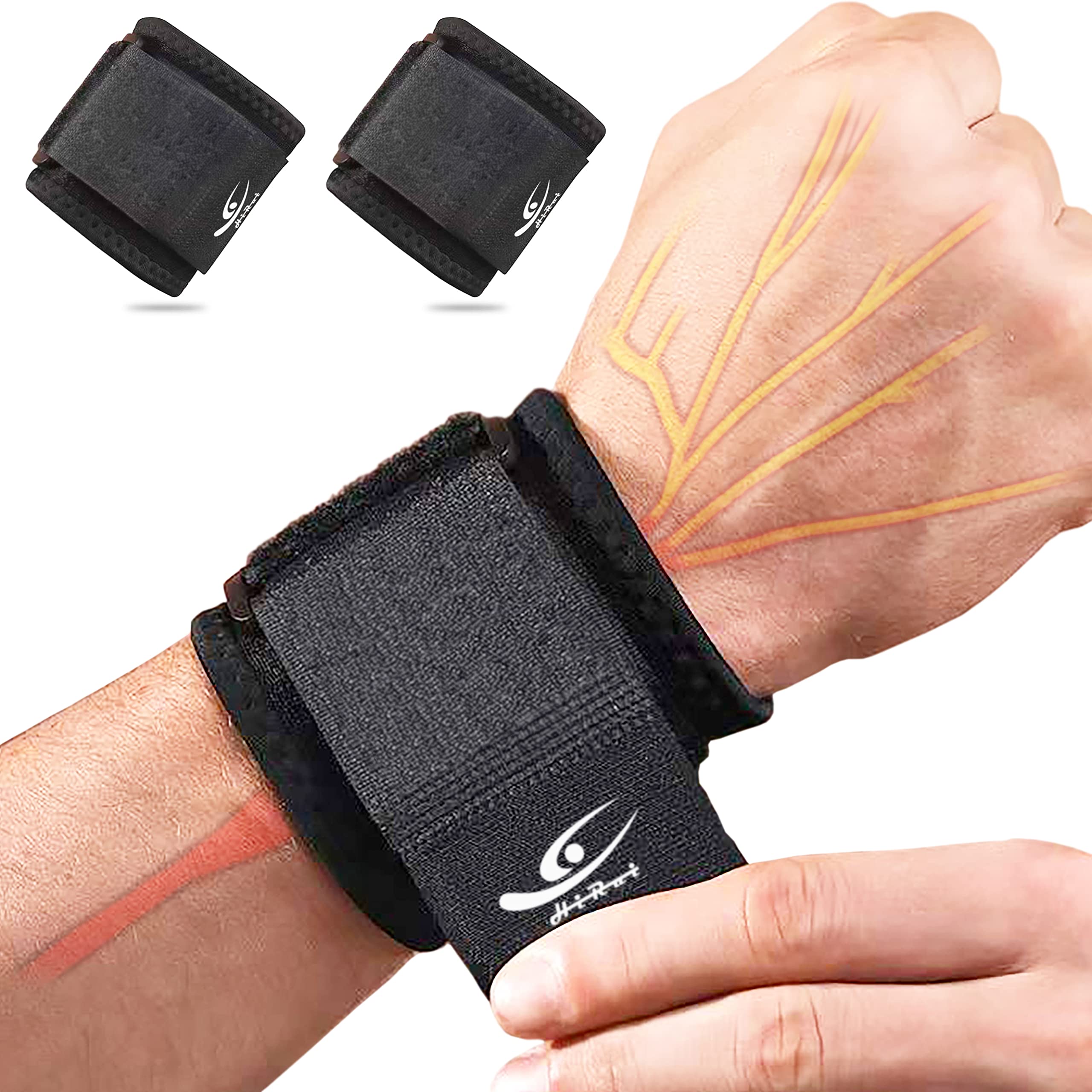 HiRui Wrist Compression Strap Wrist Brace Wrist Band Wrist Support for  Fitness, Weight Lifting, Tendonitis, Carpal Tunnel Arthritis, Wrist Pain  Relief, Wrist Wraps for Men Women, Adjustable (2 PCS)