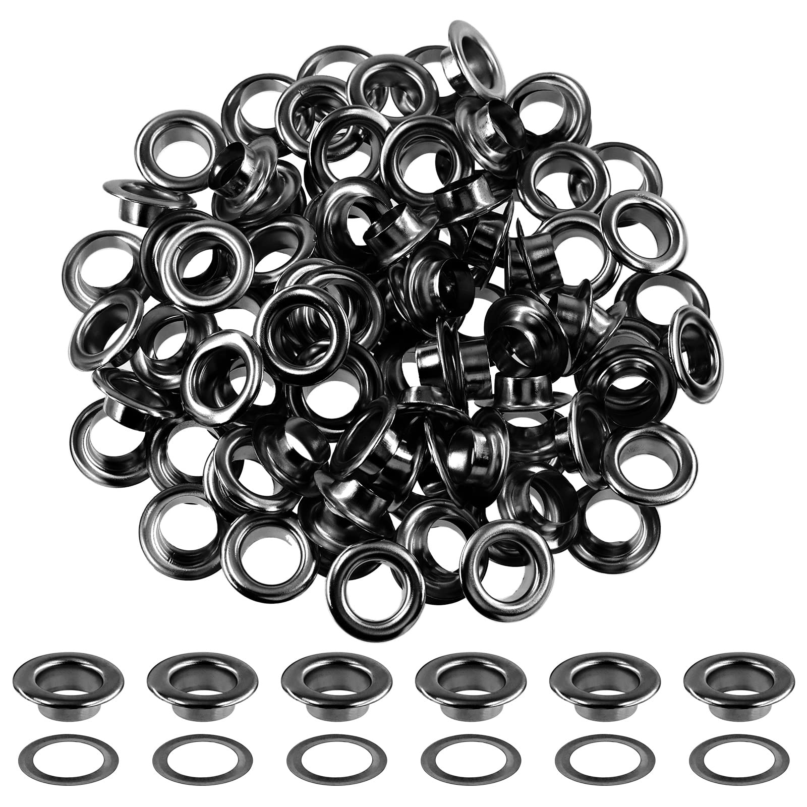 Hilitchi 200Pcs 1/2 Inch - 12mm Gun-Black Thicken Grommet Eyelets Metal  Eyelets with Washers Assortment Kit, Hole Self Backing Eyelet for Bead  Cores, Clothes, Leather, Canvas Gun-Black 1/2 Inch - 12mm