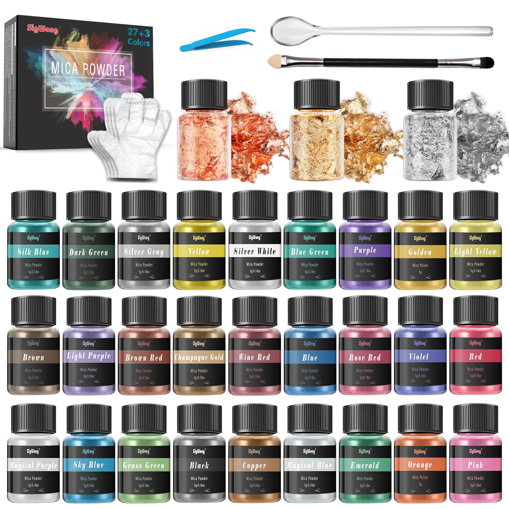 Mica Powder Coloring Pigments - 24 Jars Mica Powder Set - Lip