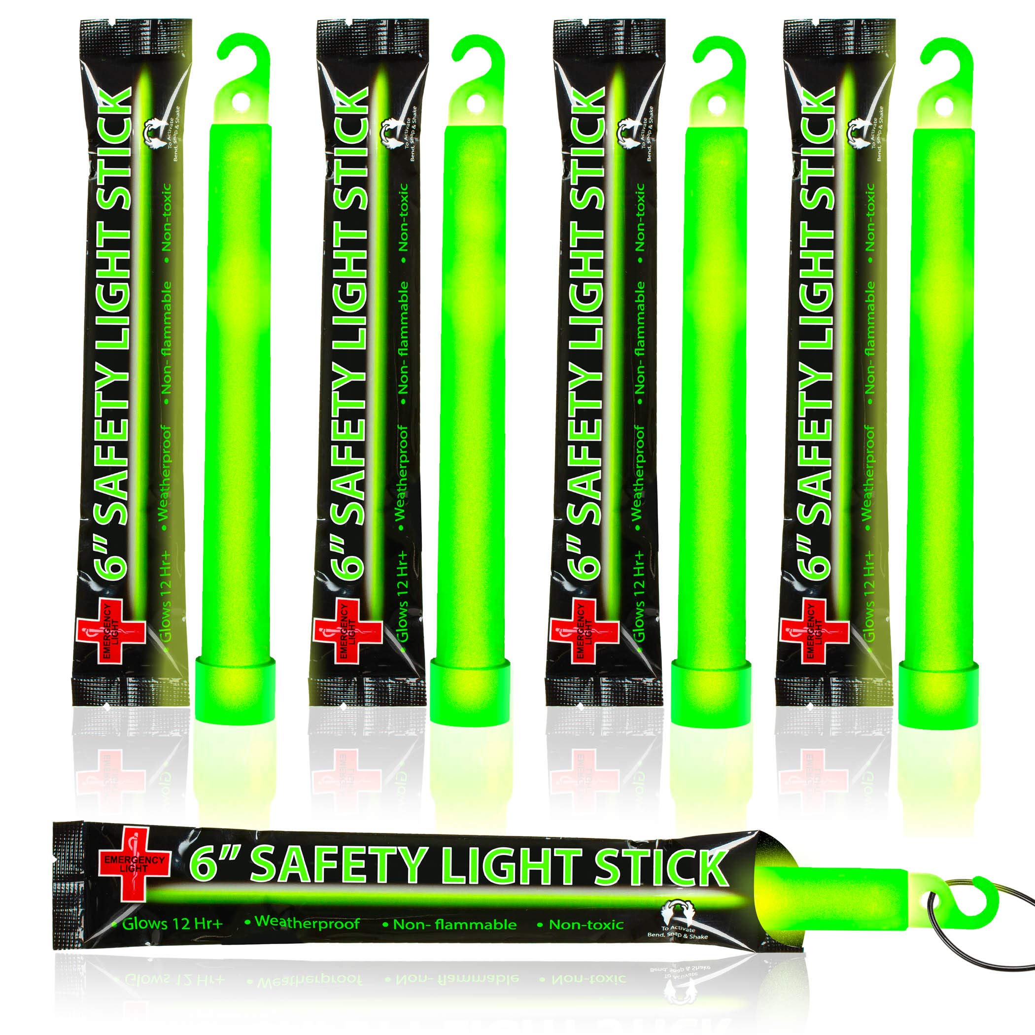 15 Inch Green Emergency Light Sticks (Pack of 5)