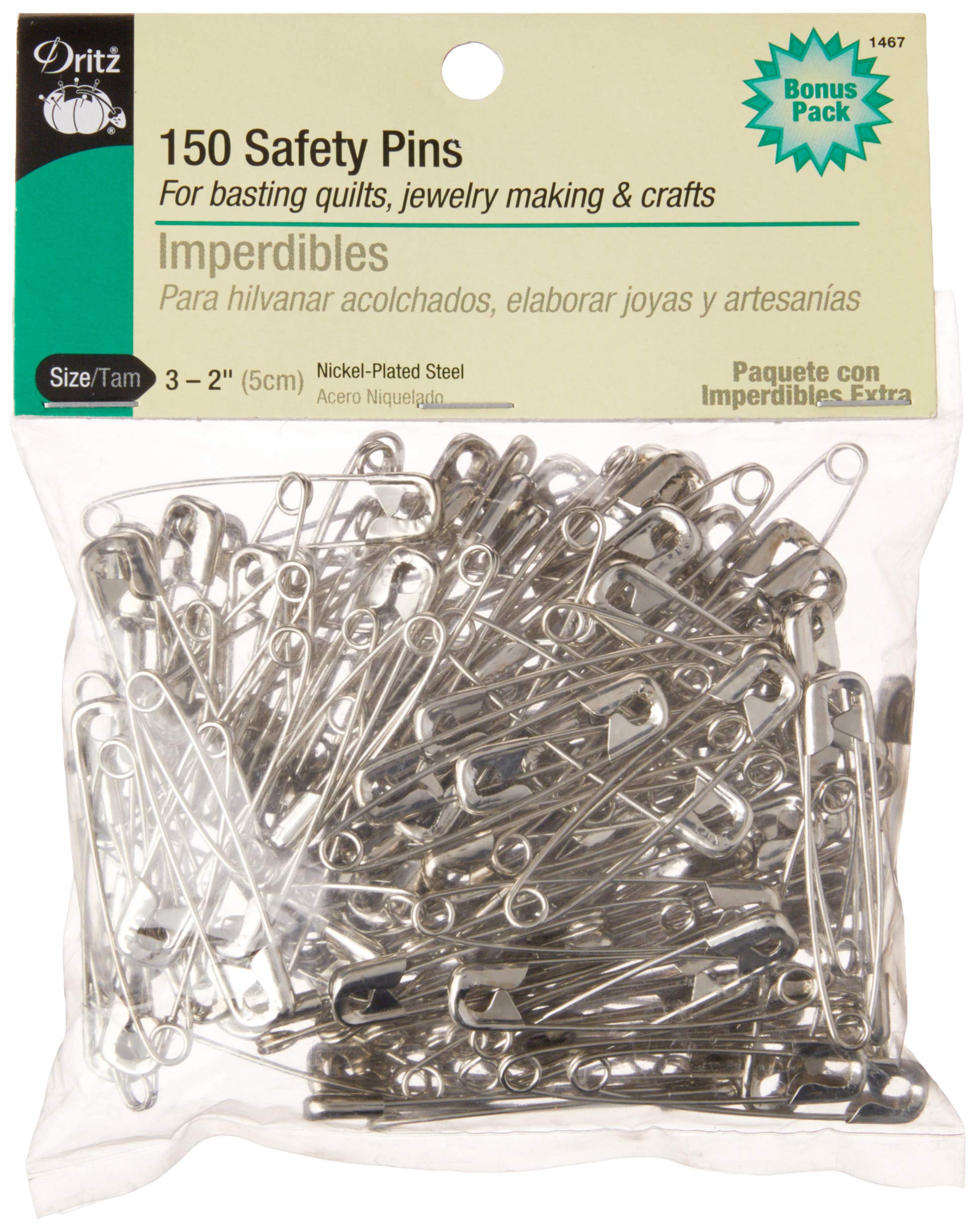 Dritz 1467 Safety Pins Size 3 (150-Count) Size 3 150-Count