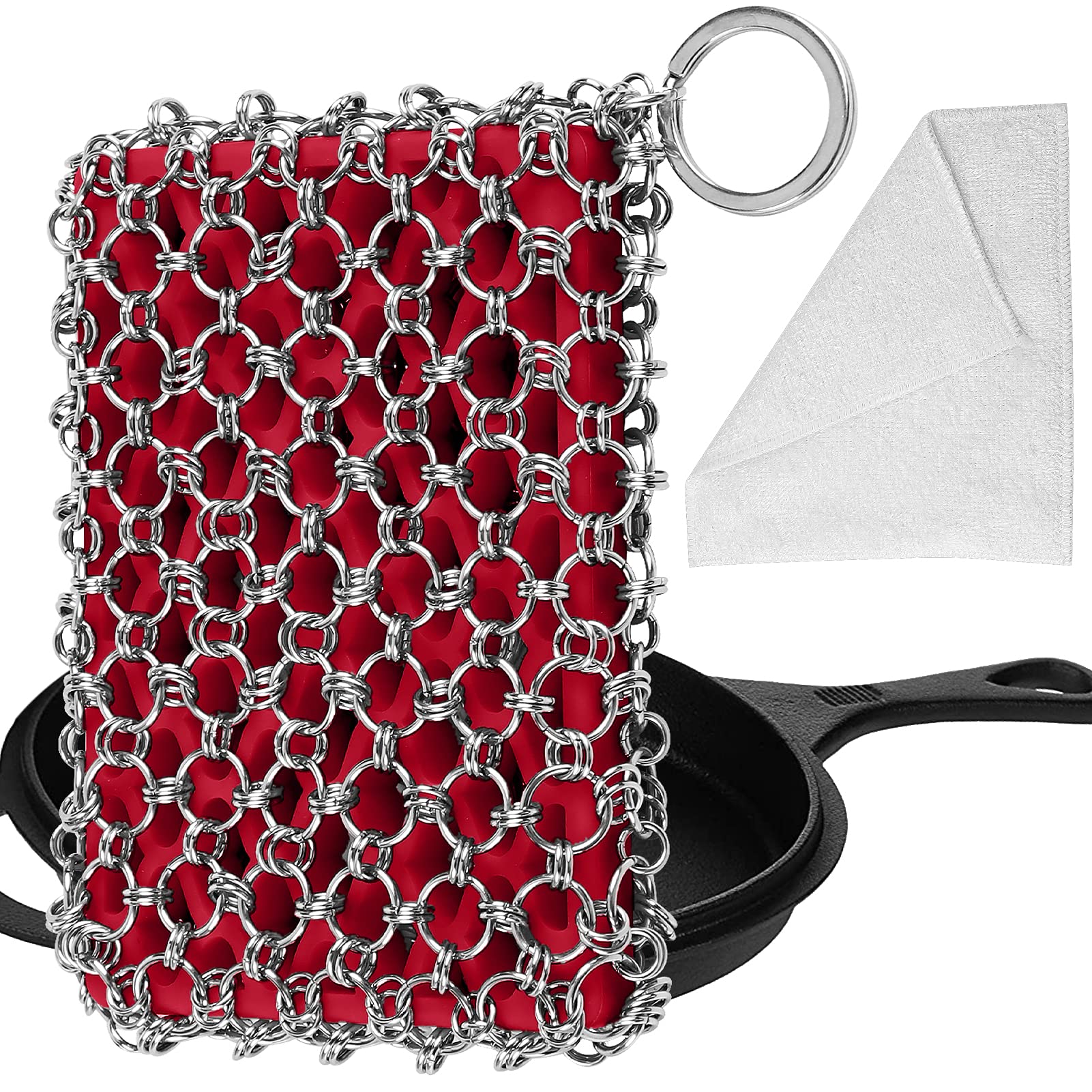 Herda Cast Iron Skillet Cleaner Scrubber, Upgraded Chainmail