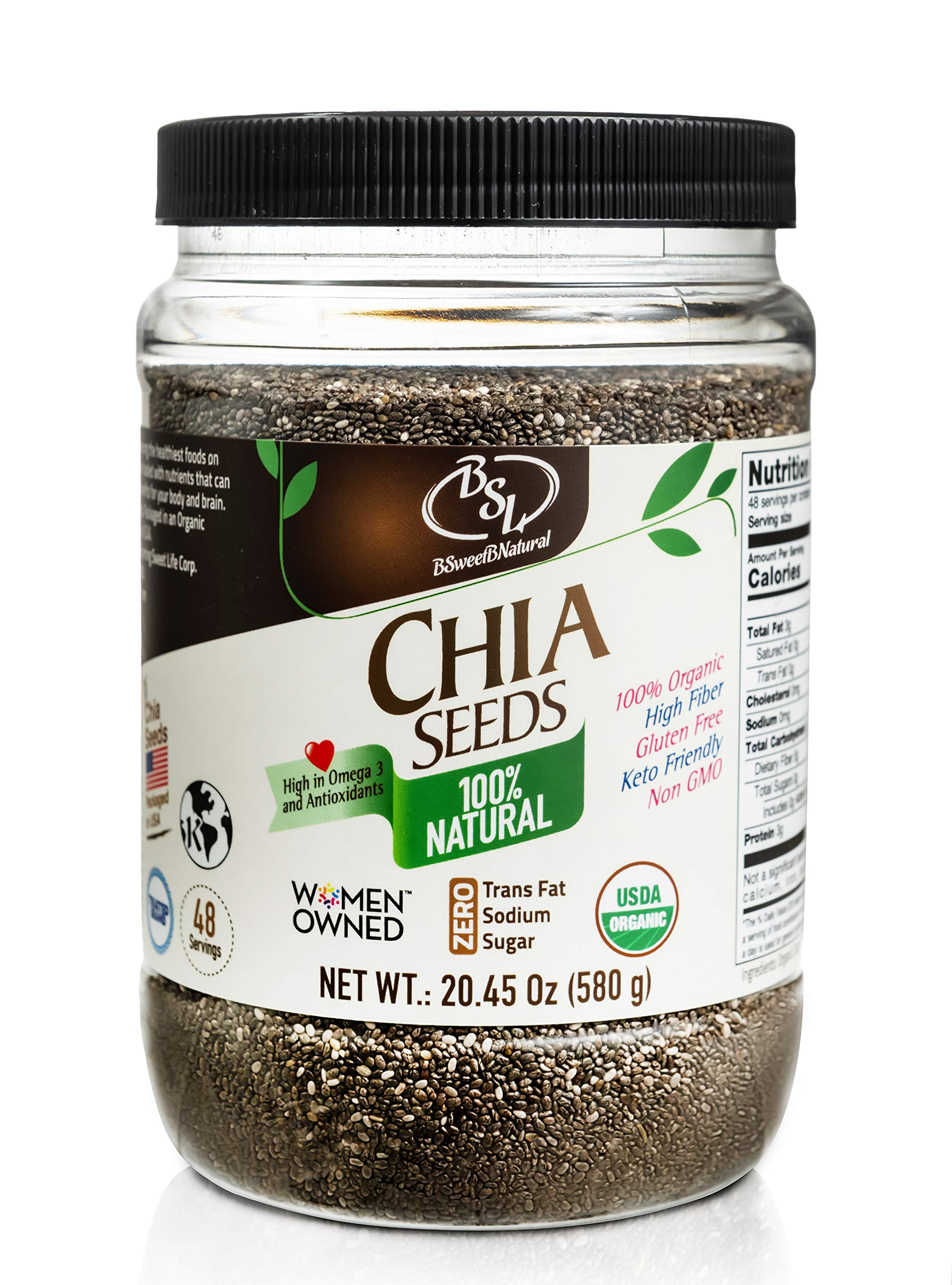 Whole Black Chia Seeds - Omega-3 & Calcium Superfood Jar