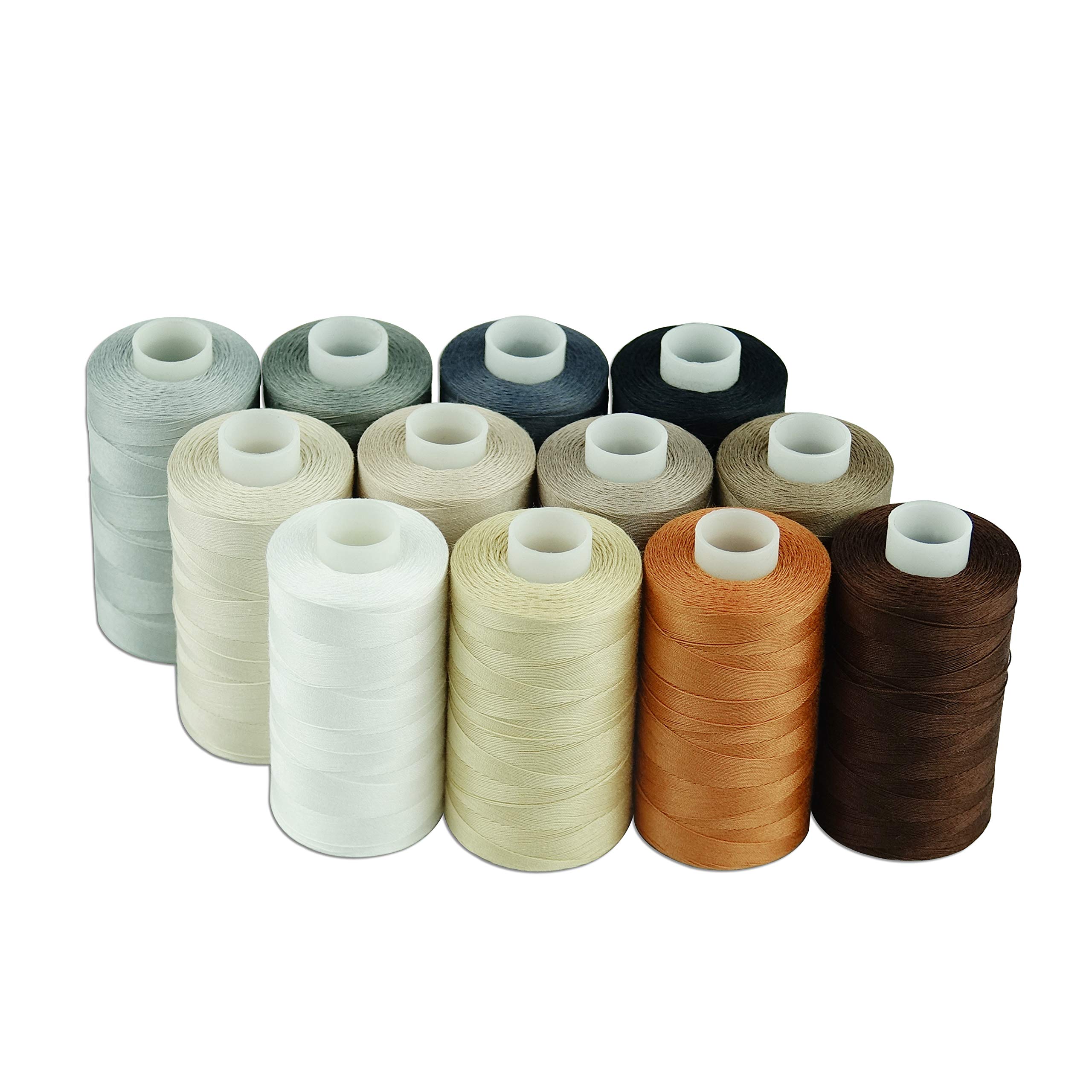 Simthread 12 Multi Colors All Purposes Cotton Quilting Thread 50s/3 Thread  for Piecing Sewing etc - 550 Yards Each (Neutral Colors) 12 Neutral colors