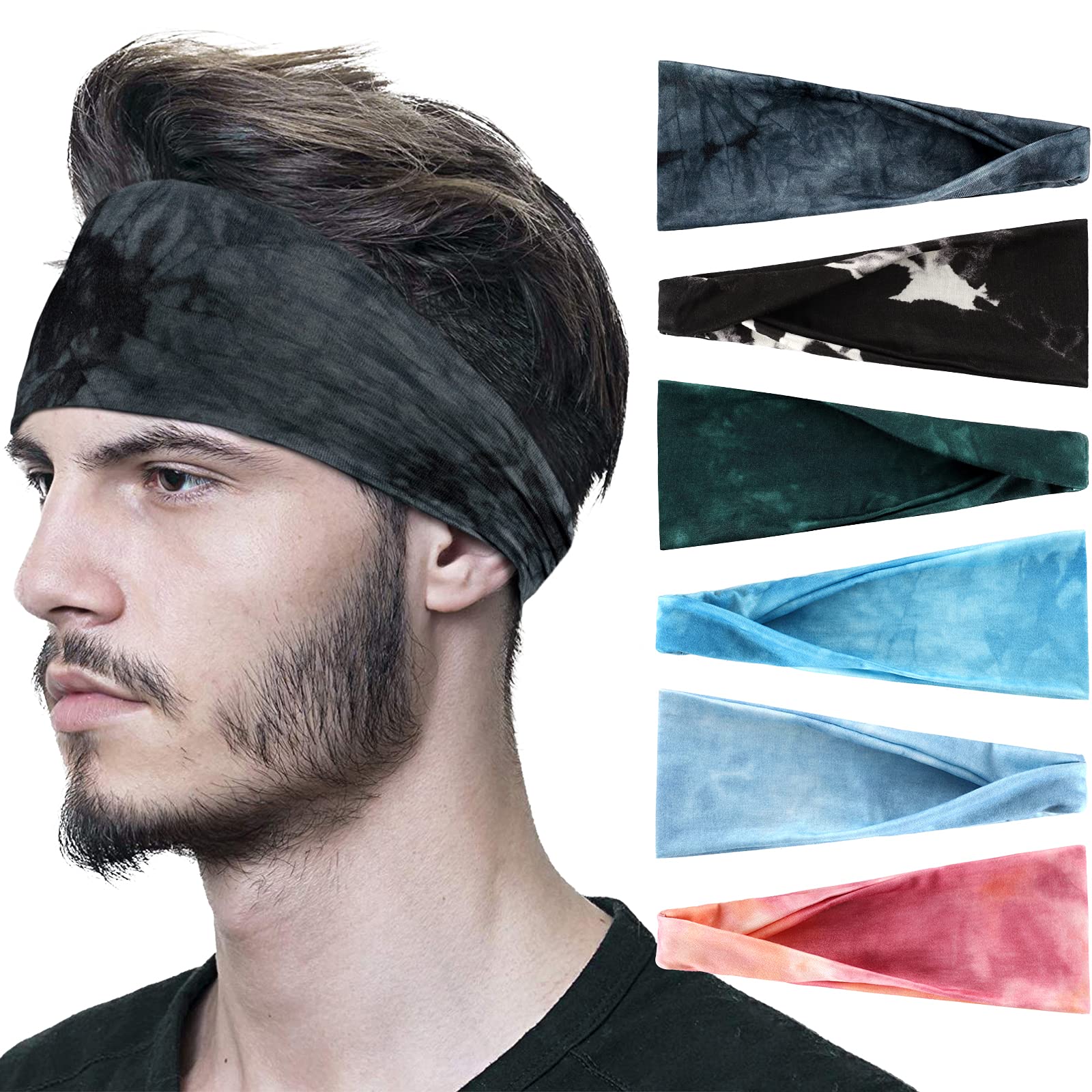 6 Pack Sports Headbands for Men OFFTESTY Lightweight Mens Hairband