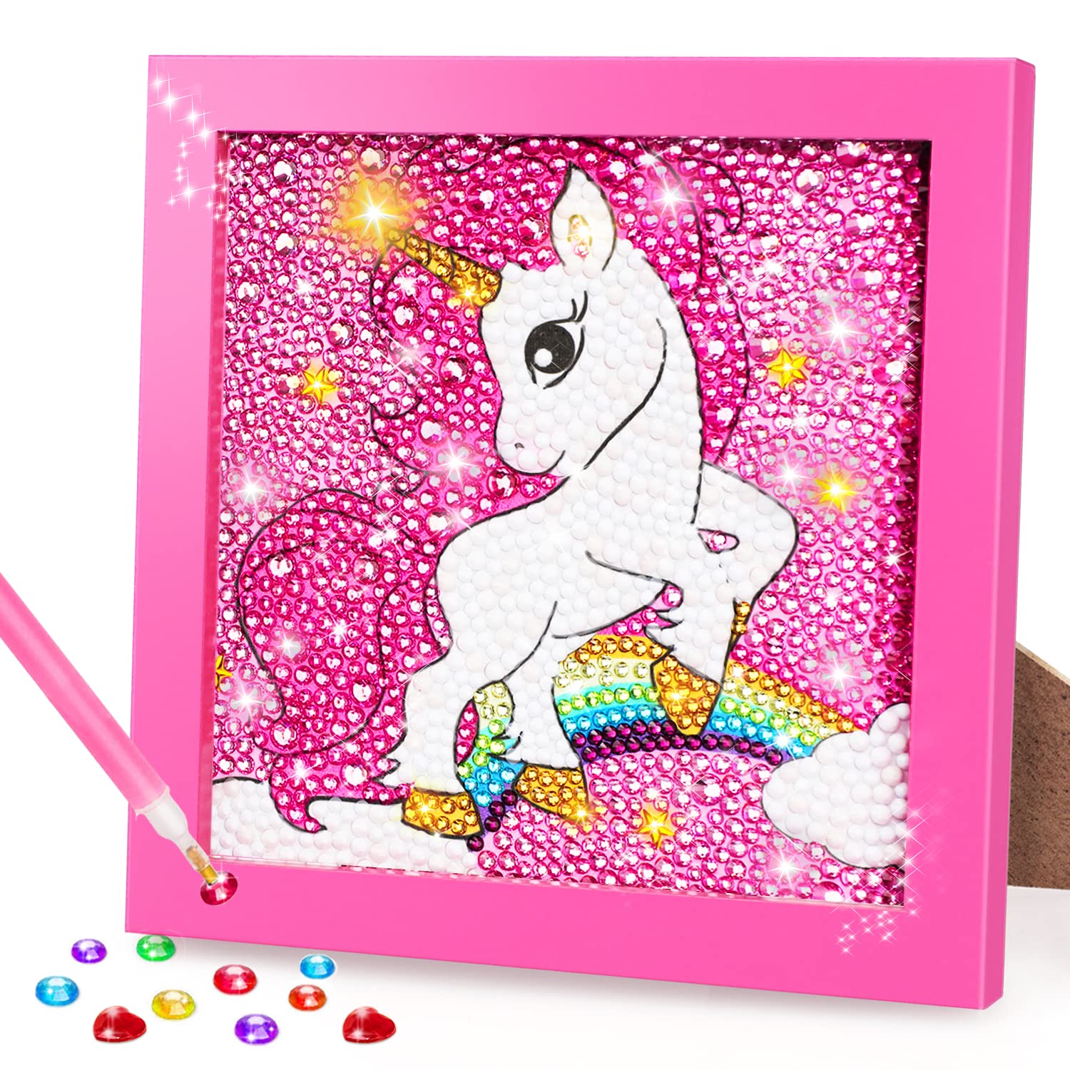 TOY Life 5D Diamond Painting Kits for Kids with Wooden Frame - Diamond Arts  and Crafts for Kids Ages 6-8-10-12 Gem Art Painting Kit Girls Unicorn Crafts  - Unicorn Diamond Painting Kits