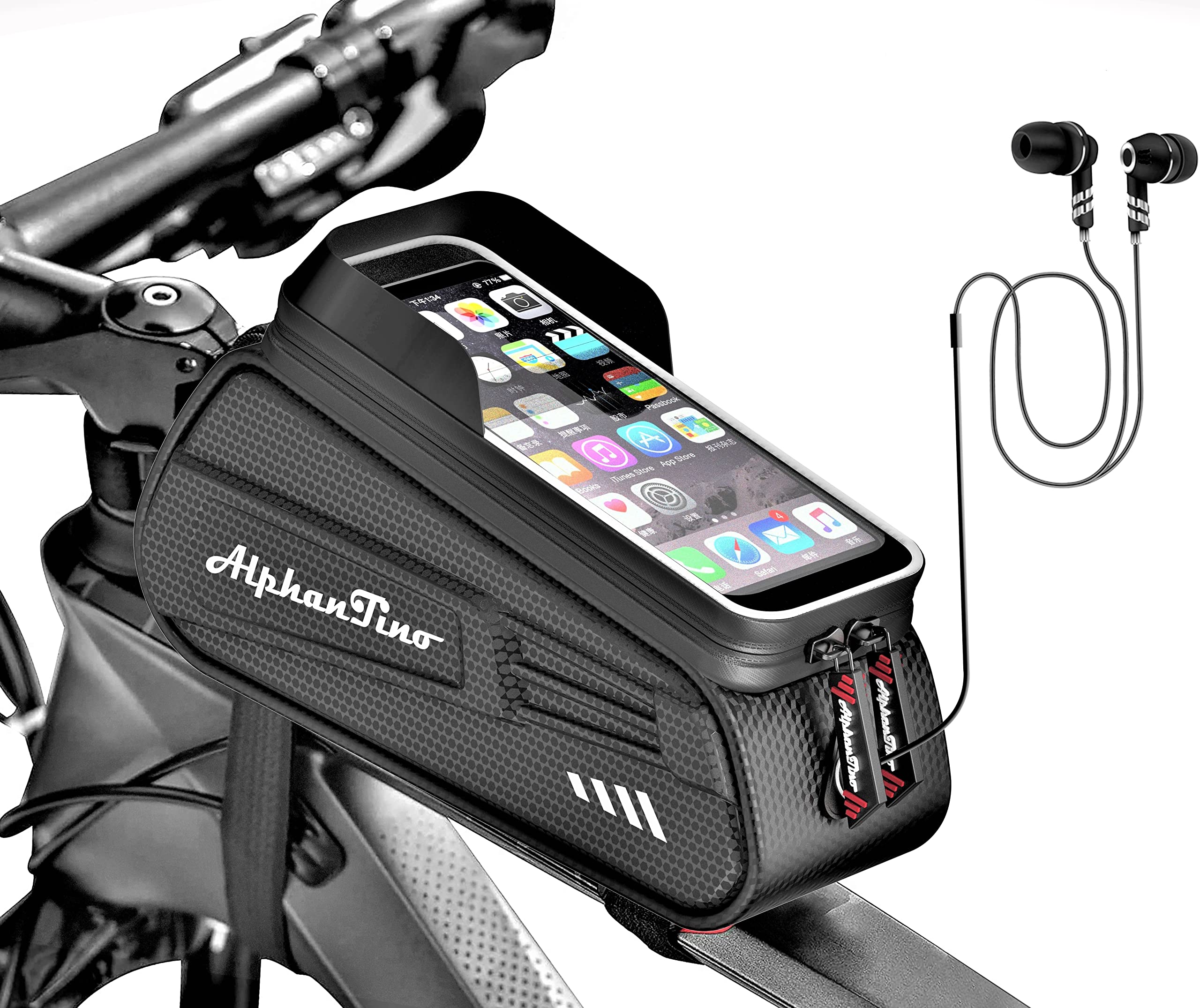 Alphantino Waterproof Bike Frame Bag - Large Cycling Phone Pouch Bicycle  Phone Holder for GPS, Front Frame Military Grade Eva Bag Navi  Pressure-Resistant Handlebar Bag, TPU Touch-Screen with Sun-Visor