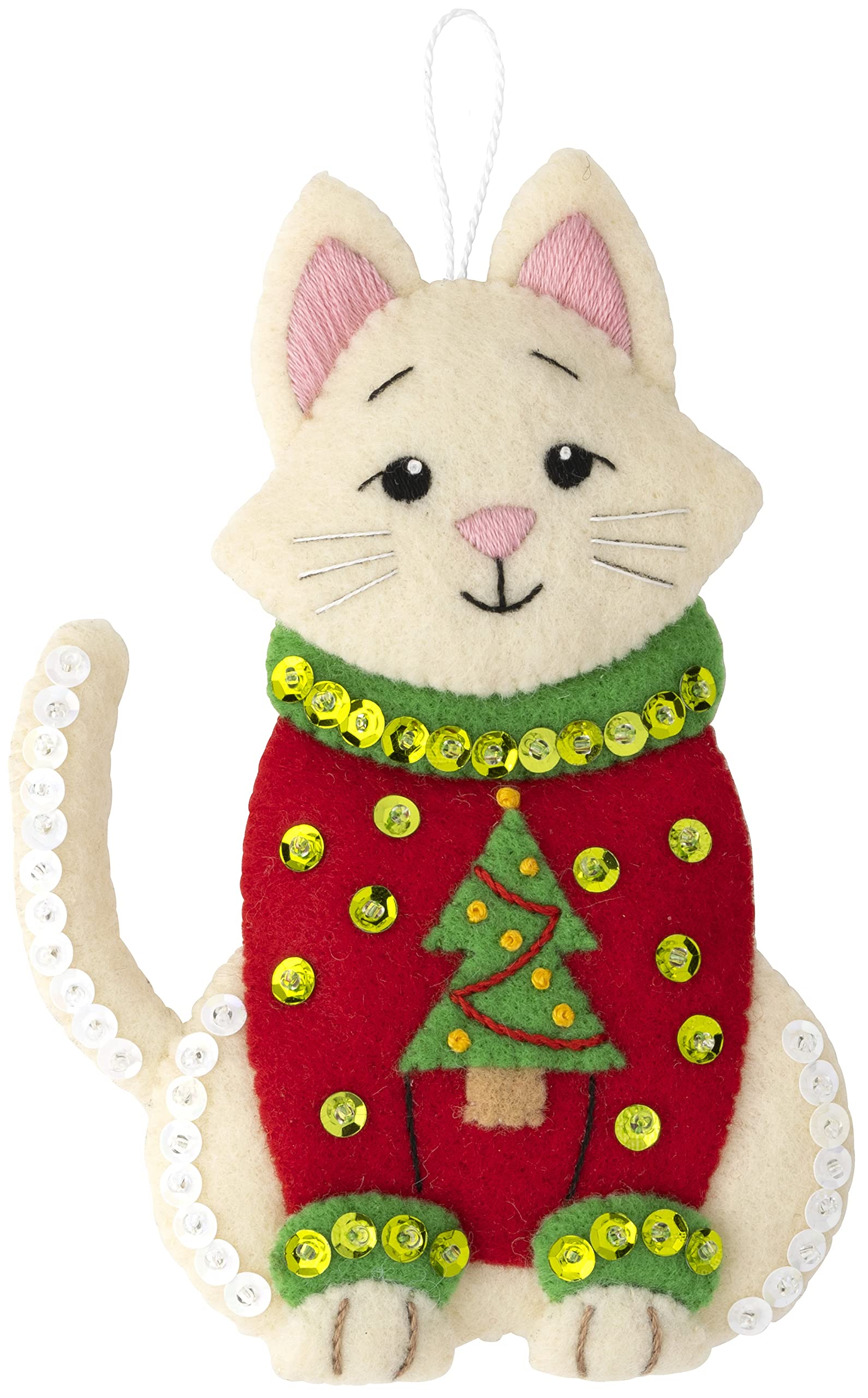 Bucilla Felt Ornament KIT SWEATR Cats in Ugly Sweaters (89381E)