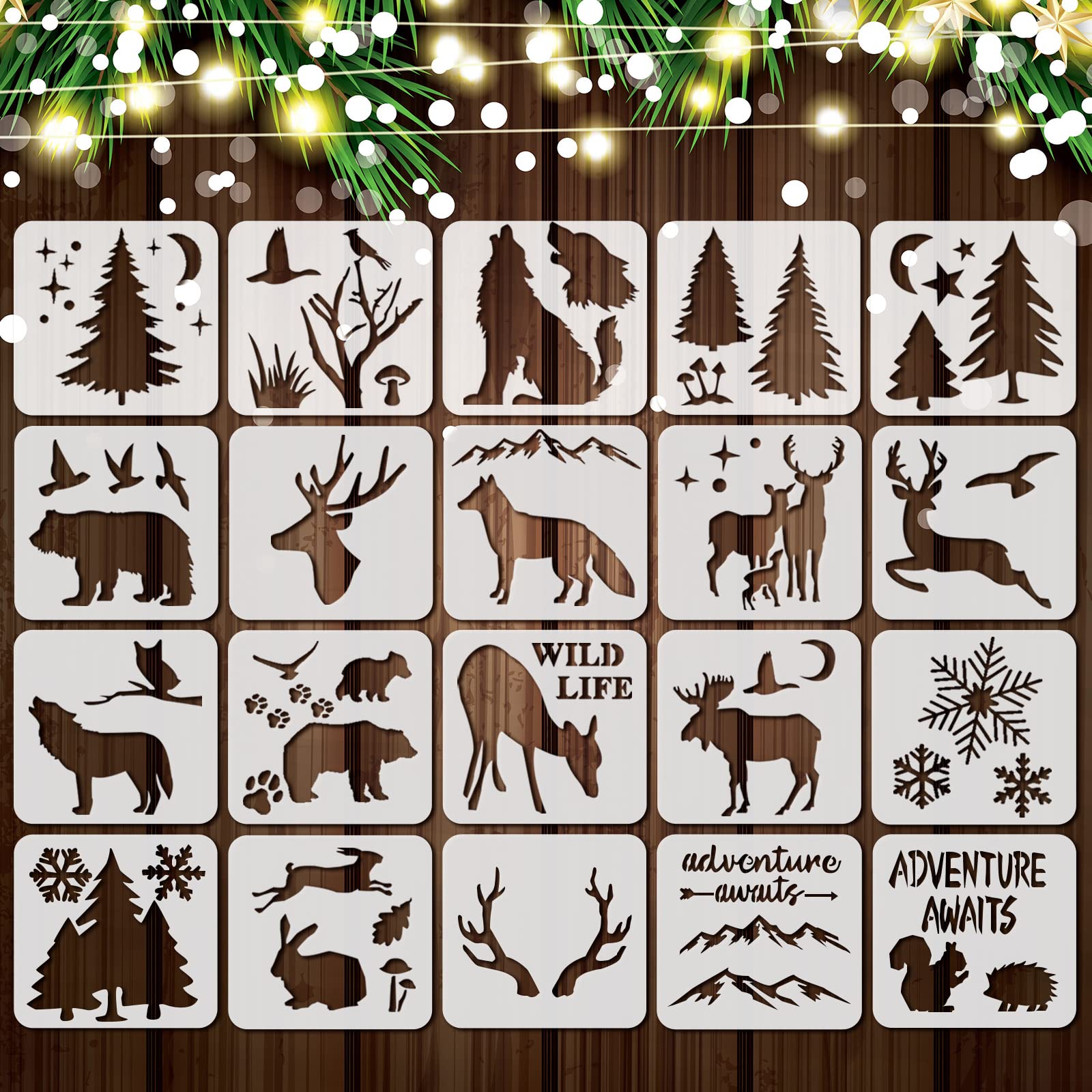 20 Pieces Stencil Template for Painting Reusable Animal Plant Stencil  Spring Summer Winter Template, DIY Christmas