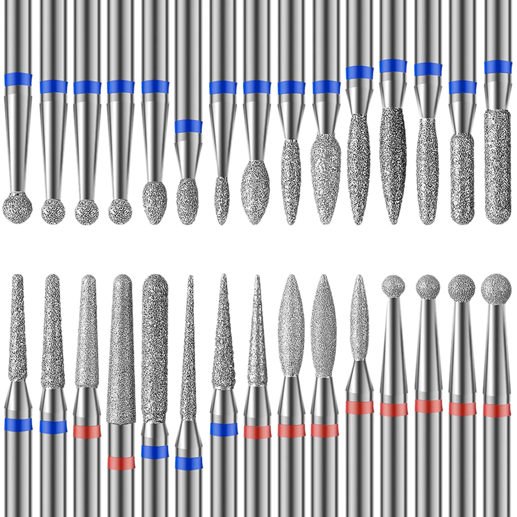Homeet 30pcs Diamond Nail Drill Bit Set, 3/32 Inch Tungsten Carbide