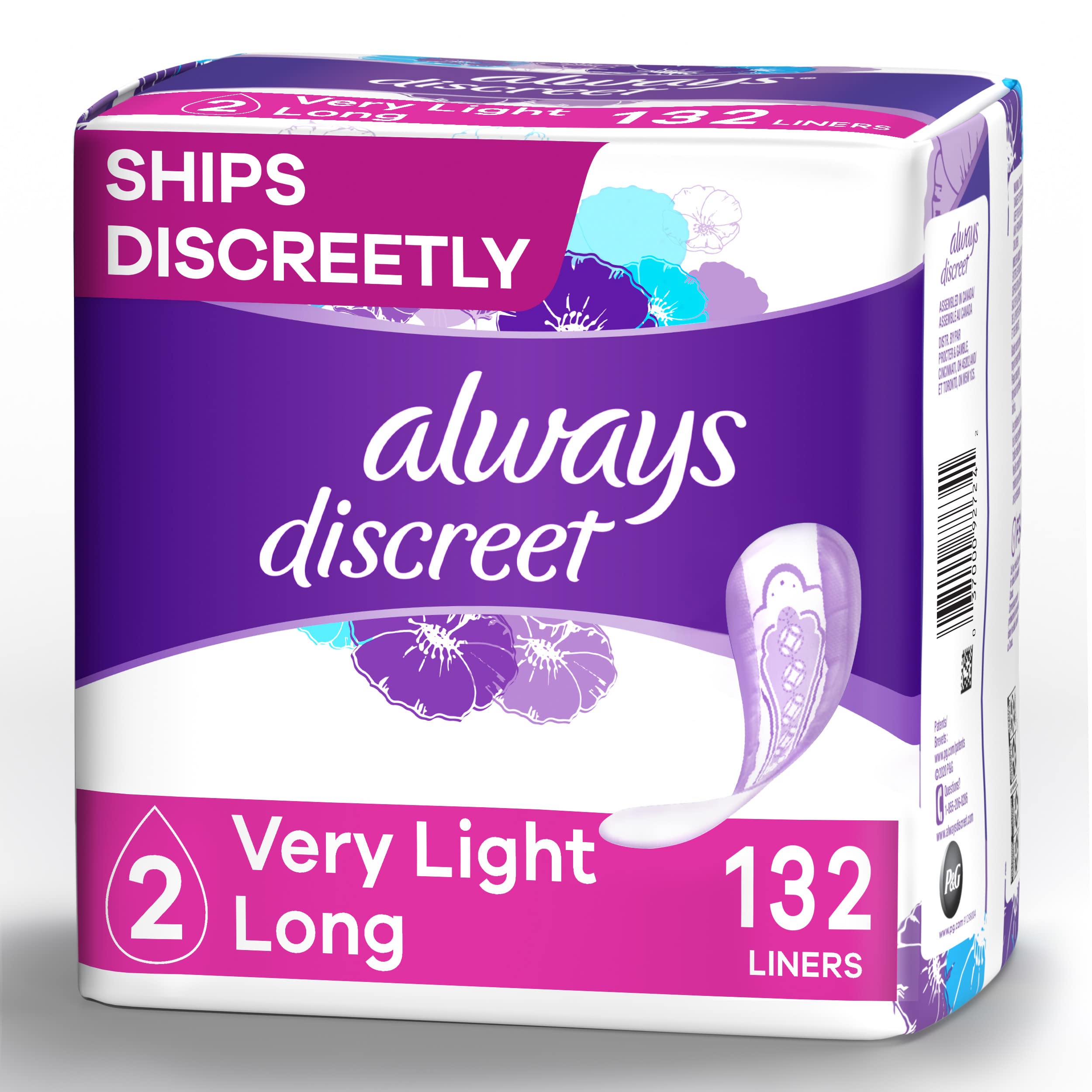 Always Discreet, Incontinence & Postpartum Liners For Women, Size 2, Very  Light Absorbency, Long Length, 44
