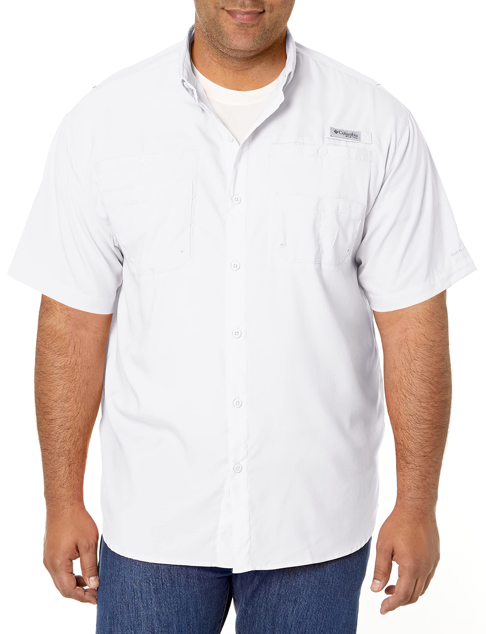 Columbia Men's PFG Tamiami Ii UPF 40 Short Sleeve Fishing Shirt White Large