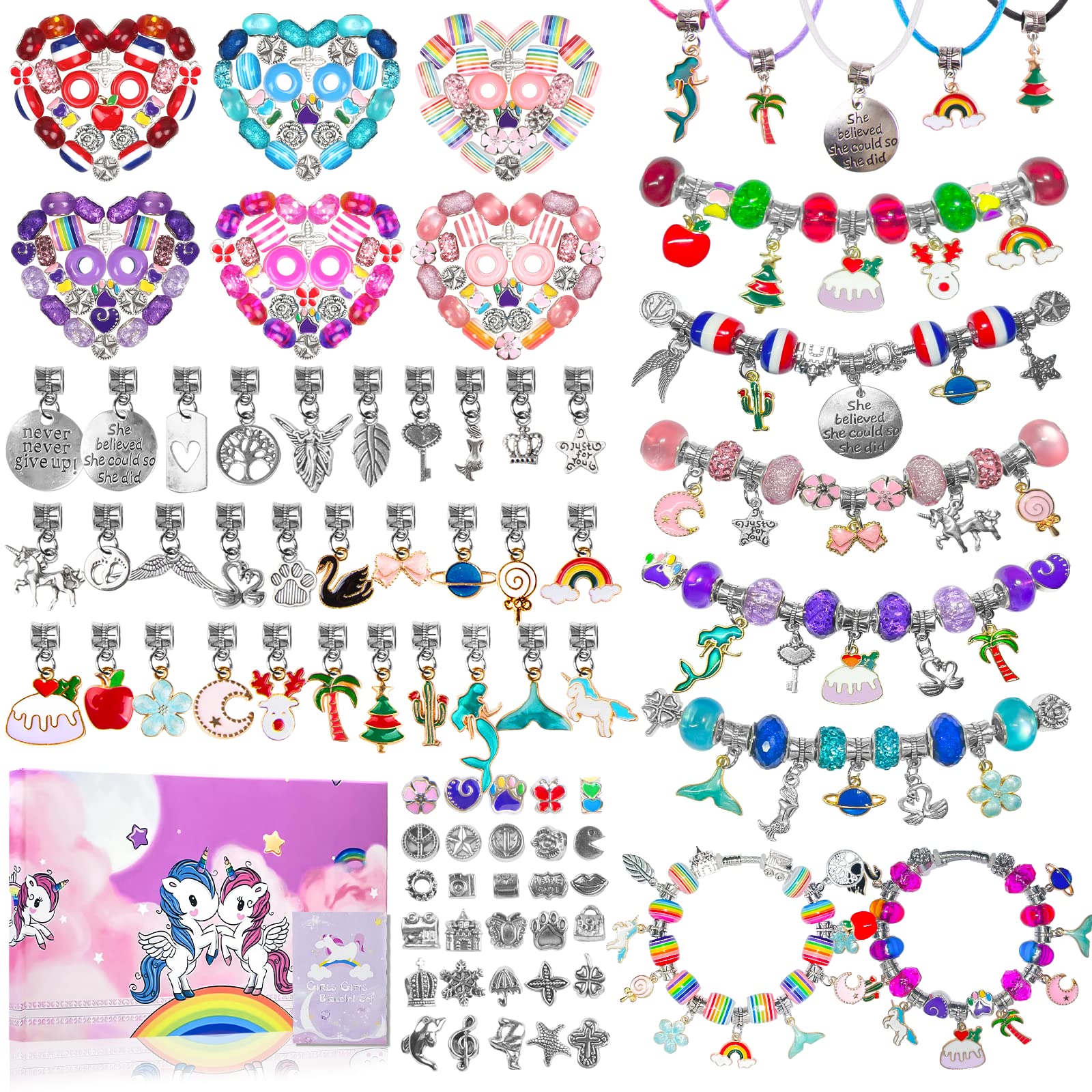 150 PCS Large Charm Bracelet Making Kit Beads for Jewelry Making Unicorn  Mermaid DIY Arts Supplies and Crafts for Girls Ages 8-12 Kids Birthday and  Christmas Gifts for Teenage Girls