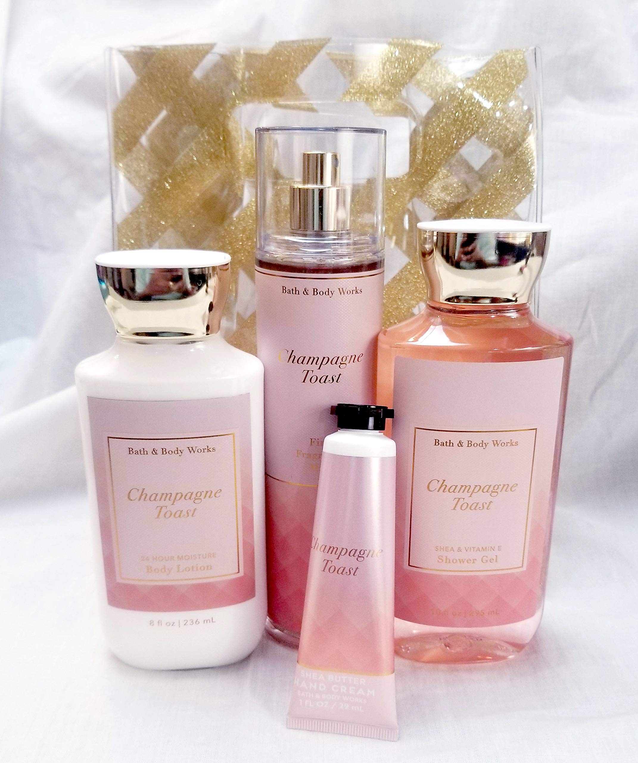 Bath and Body Works - Champagne Toast Body Care - Full Size 4 Piece Gift  set + Random