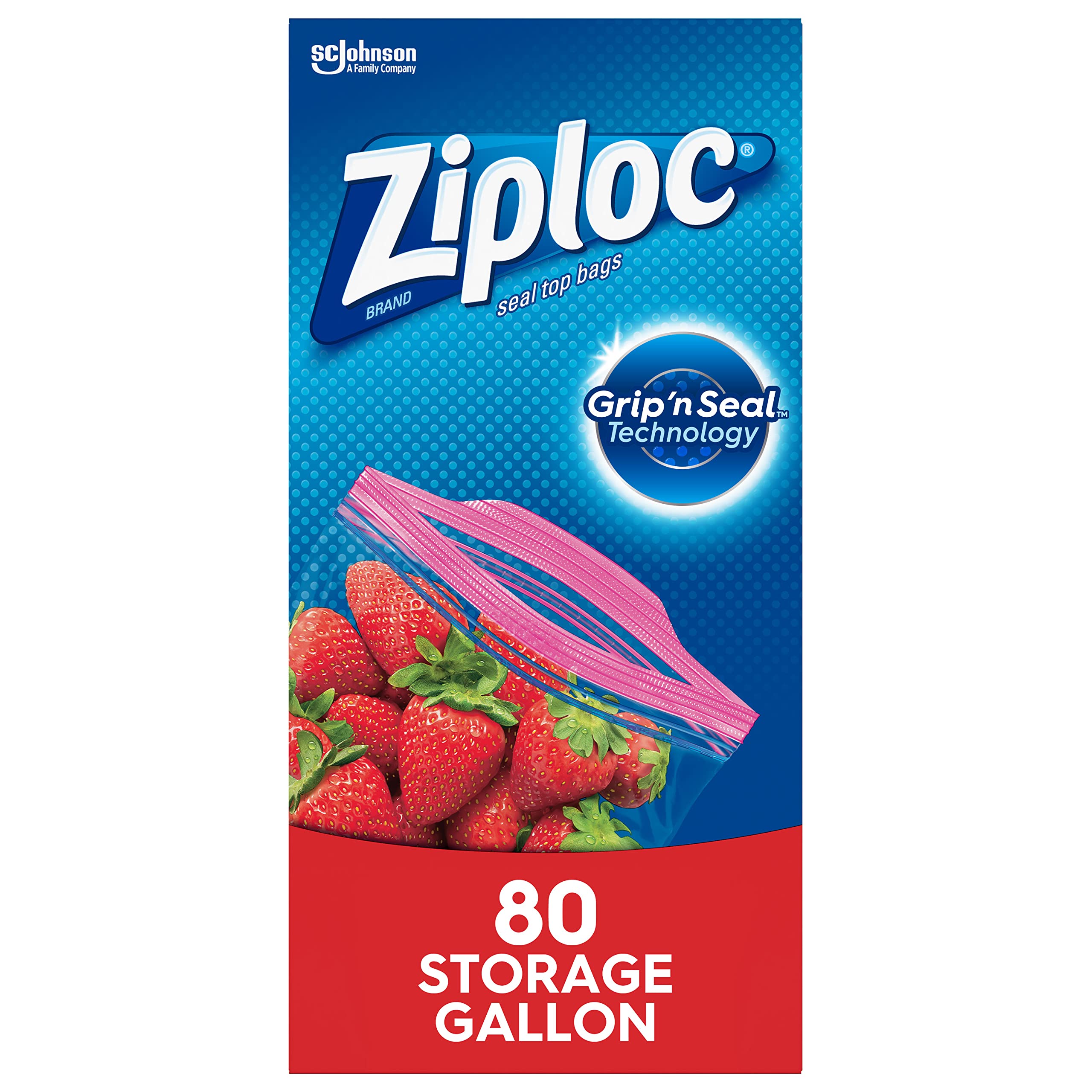 Ziploc Storage Bags, Quart - 80 count