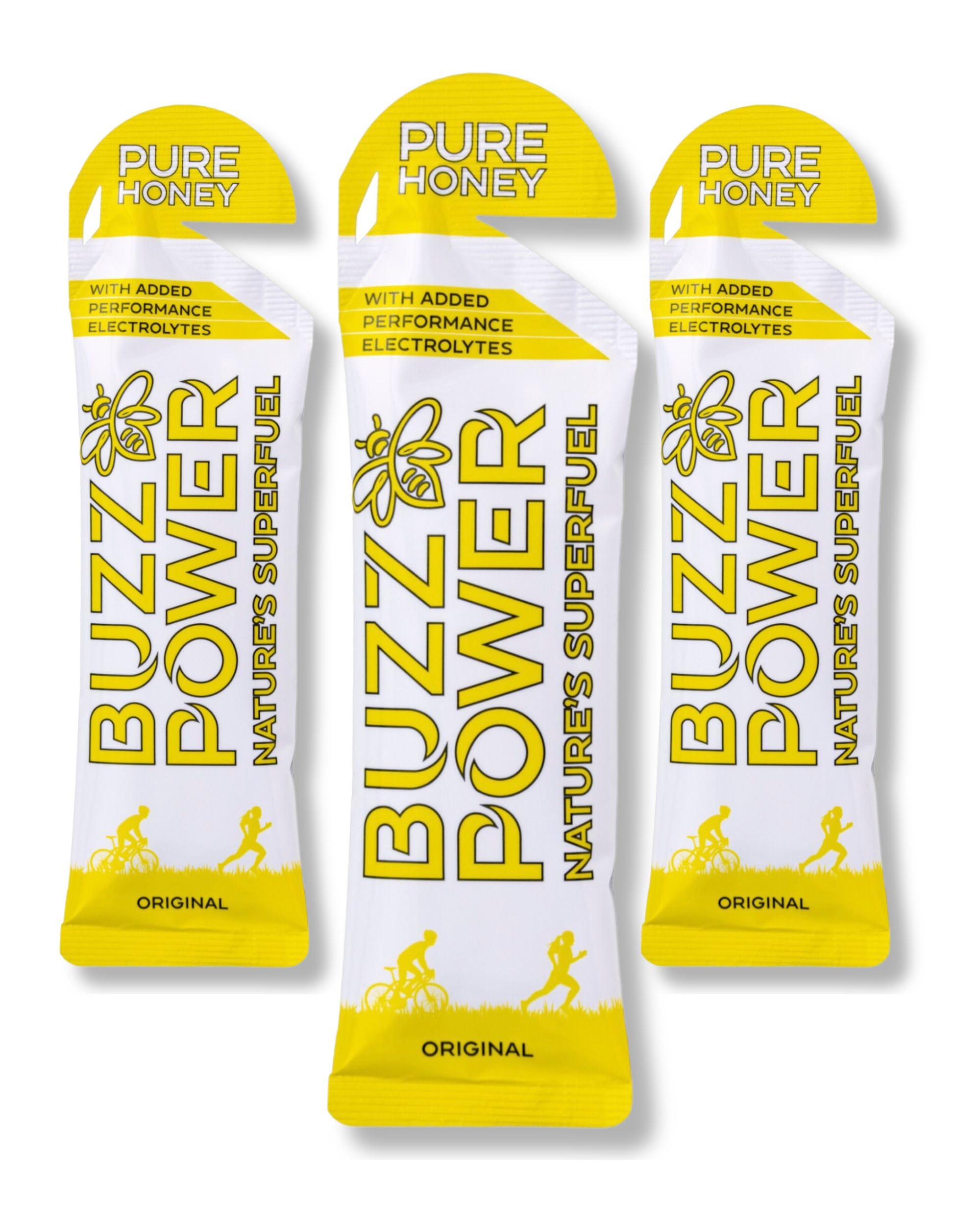 Buzz Power Natural Energy Gel, 25 g Glucose & Fructose Carbohydrate from  Pure Organic Honey with Sports Electrolytes