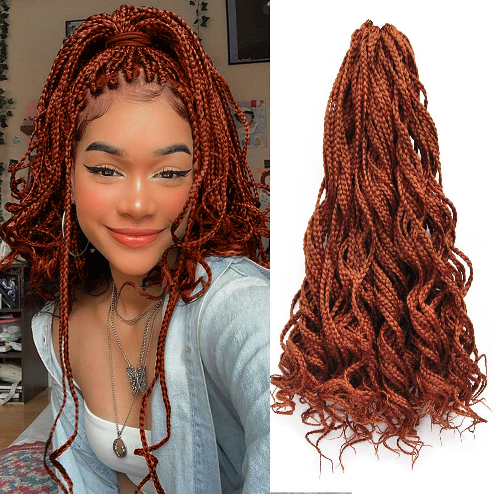 6 Packs Box Braid Crochet Hair Curly Crochet Box Braids Pre-looped Goddess  Box Braids Crochet Hair Braiding Hair Crochet Braids Hair for Black  Women(18inch, #350) 18 Inch #350