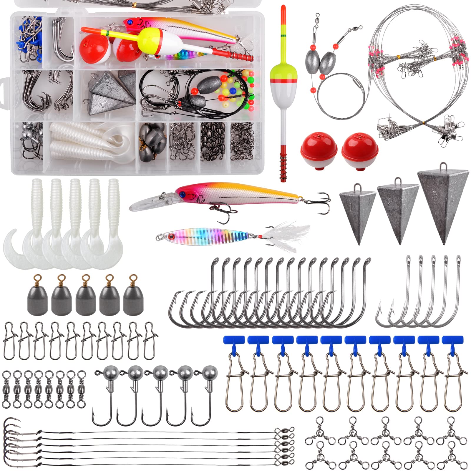 Saltwater Fishing Surf Fishing Rigs Tackle Kit - 138pcs Include Pyramid  Sinkers Saltwater Fishing Lures Hooks Leaders