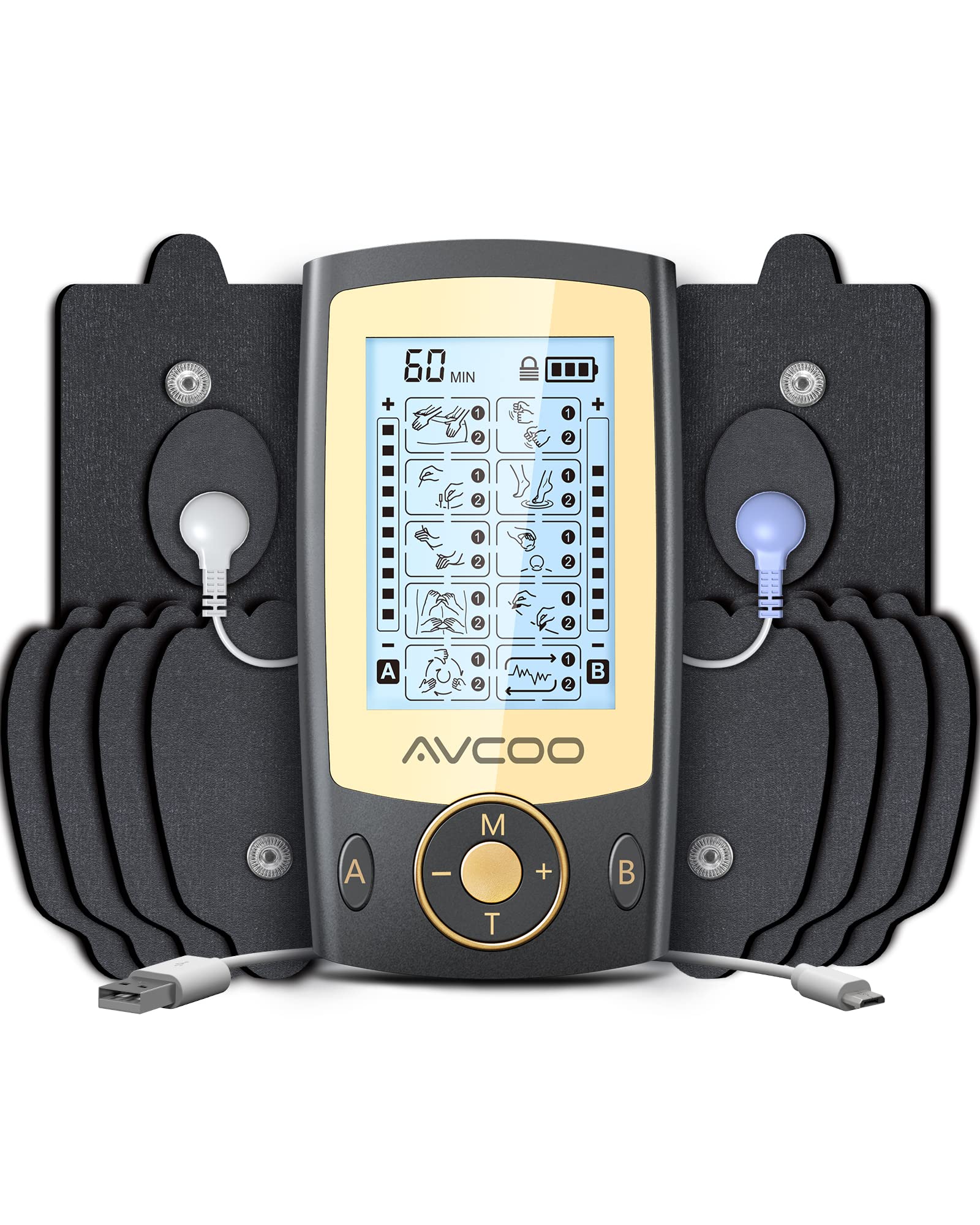 Independent Dual Channel TENS Unit Muscle Stimulator, AVCOO 20 Modes Muscle  Stimulator for Pain Relief with 12 Upgraded Electrode Pads, Rechargeable  TENS Machine Pulse Massager with Dust-Proof Bag