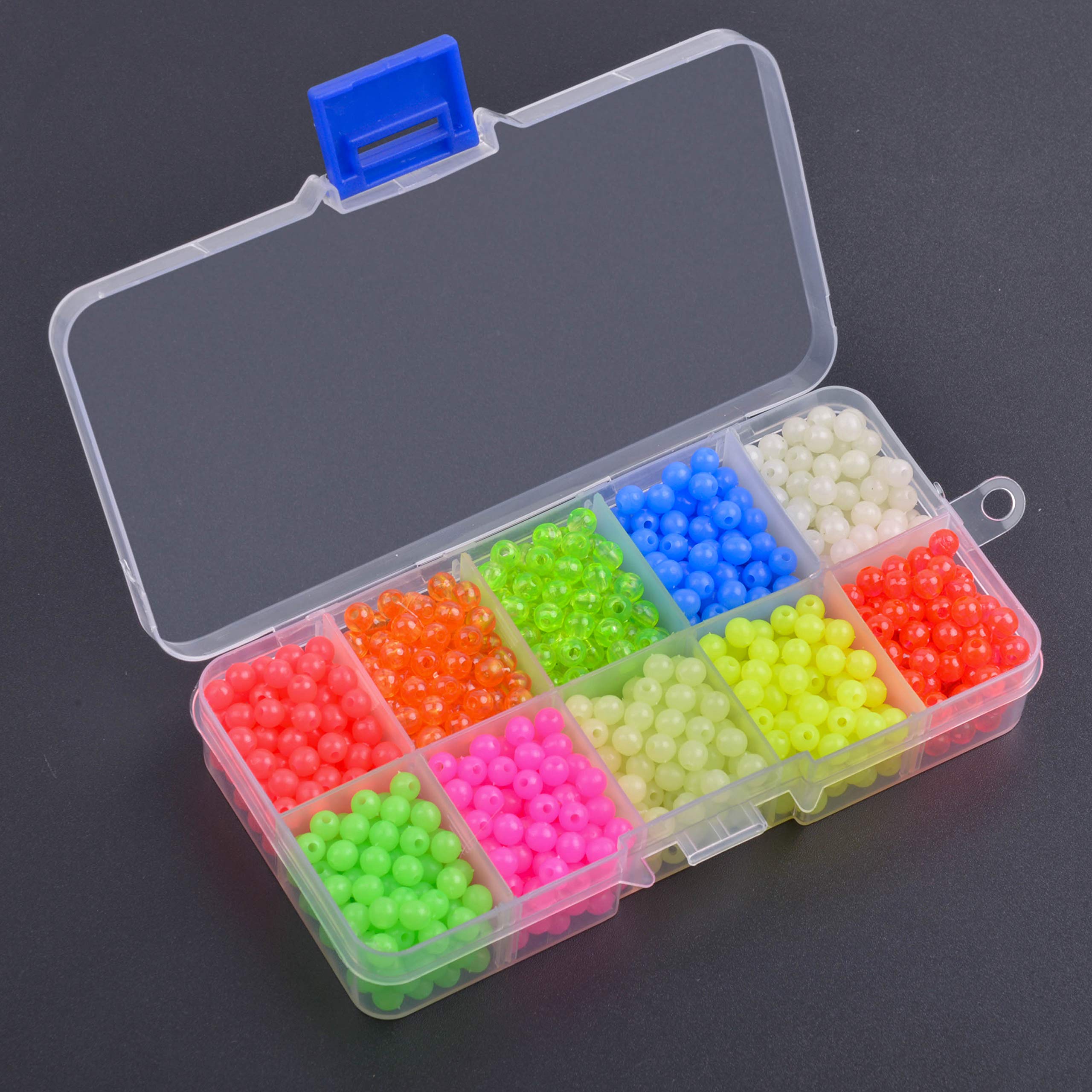 AGOOL Fishing Beads Assorted Kit, 1000pcs 5mm Round Float Glow Fishing Rig  Beads Luminous Fishing Bait