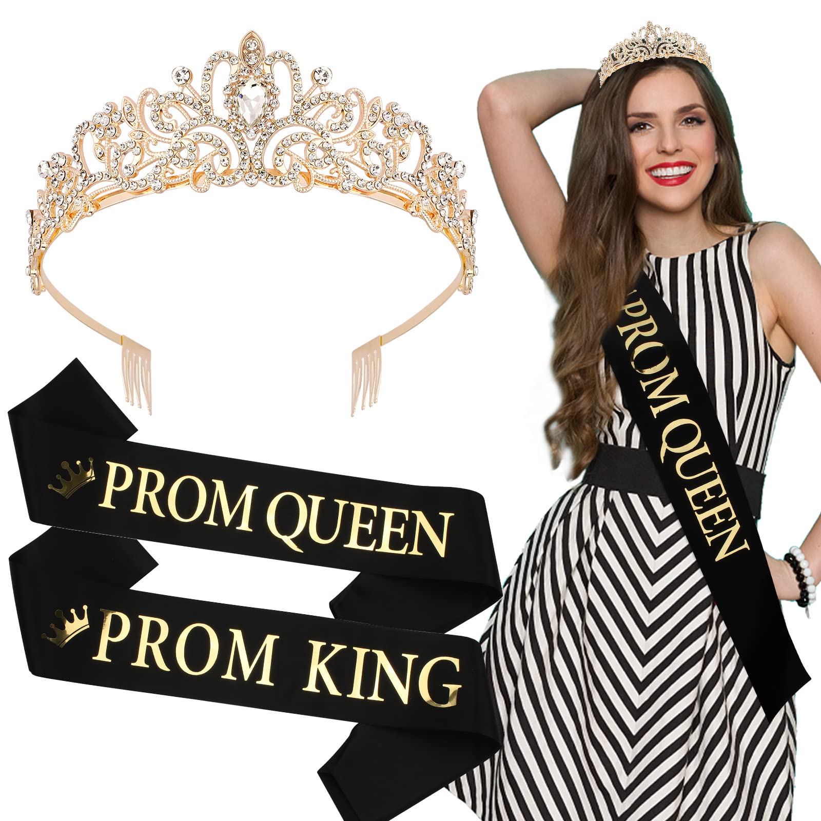 Homecoming King and Homecoming Queen Sash Set (White) – Made in The USA