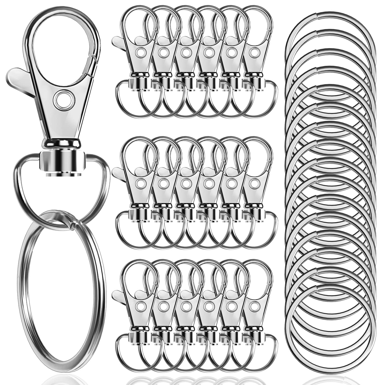 Segauin 100-Piece Premium Swivel Snap Hooks with Key Rings,Metal Lanyard  Keychain Hooks Lobster Clasps