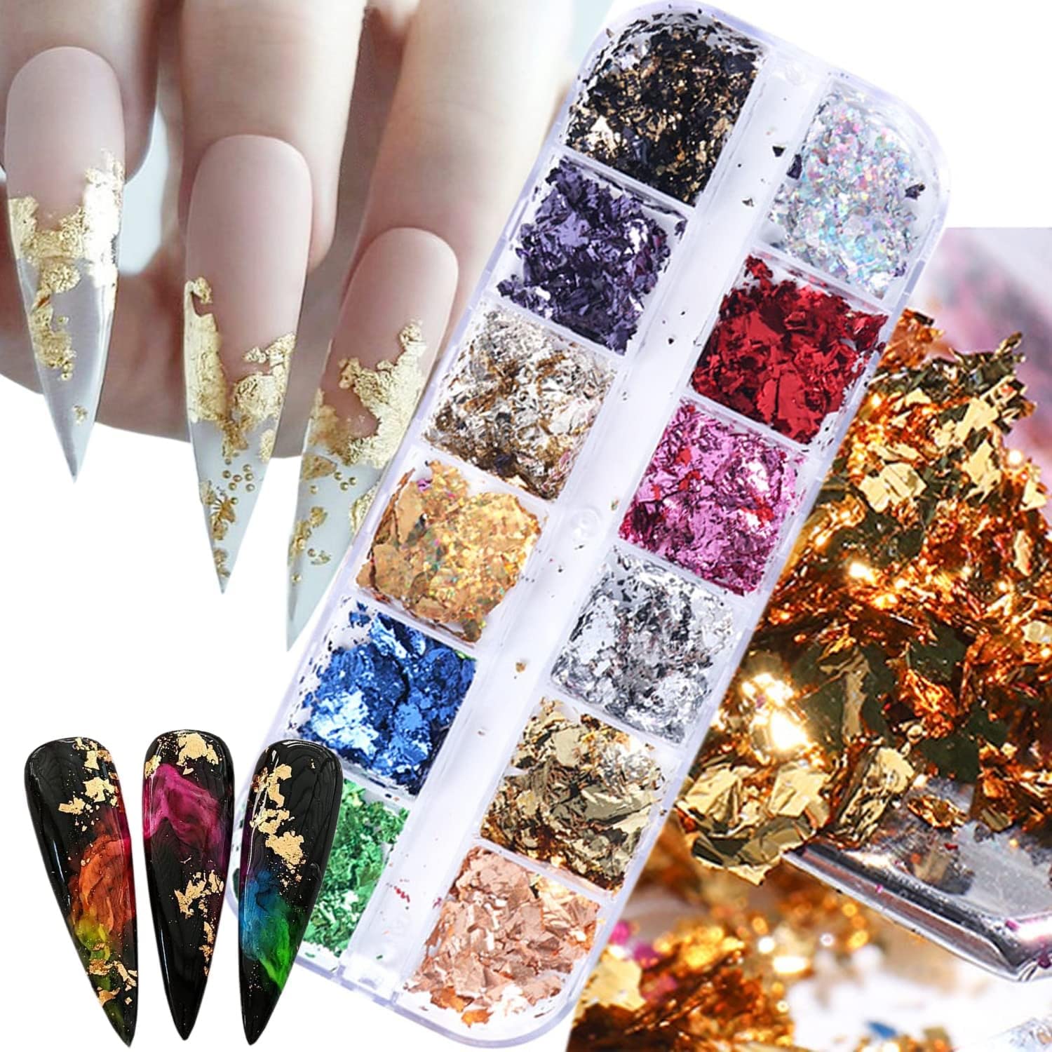 1box Gold Silver Nail Foil Nail Art Decorations Stickers Irregular Foils  Sticker Paper 3d Glitter Flakes