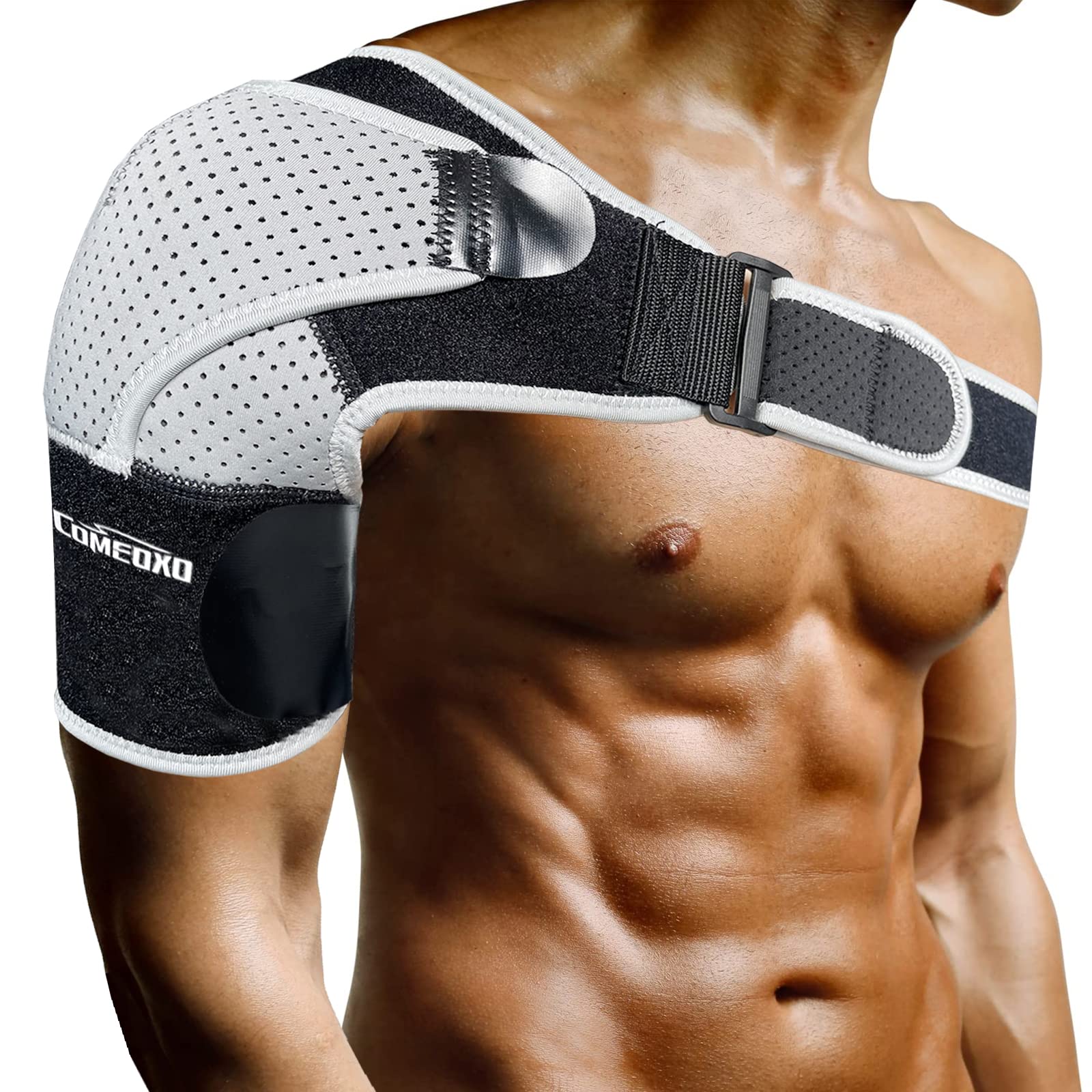 COMEOXO Shoulder Brace for Torn Rotator Cuff - for Men Women, Shoulder Pain  Relief, Support and Compression, Shoulder Sling for Shoulder Stability and  Recovery, Fits Left and Right Arm (Small/Medium)