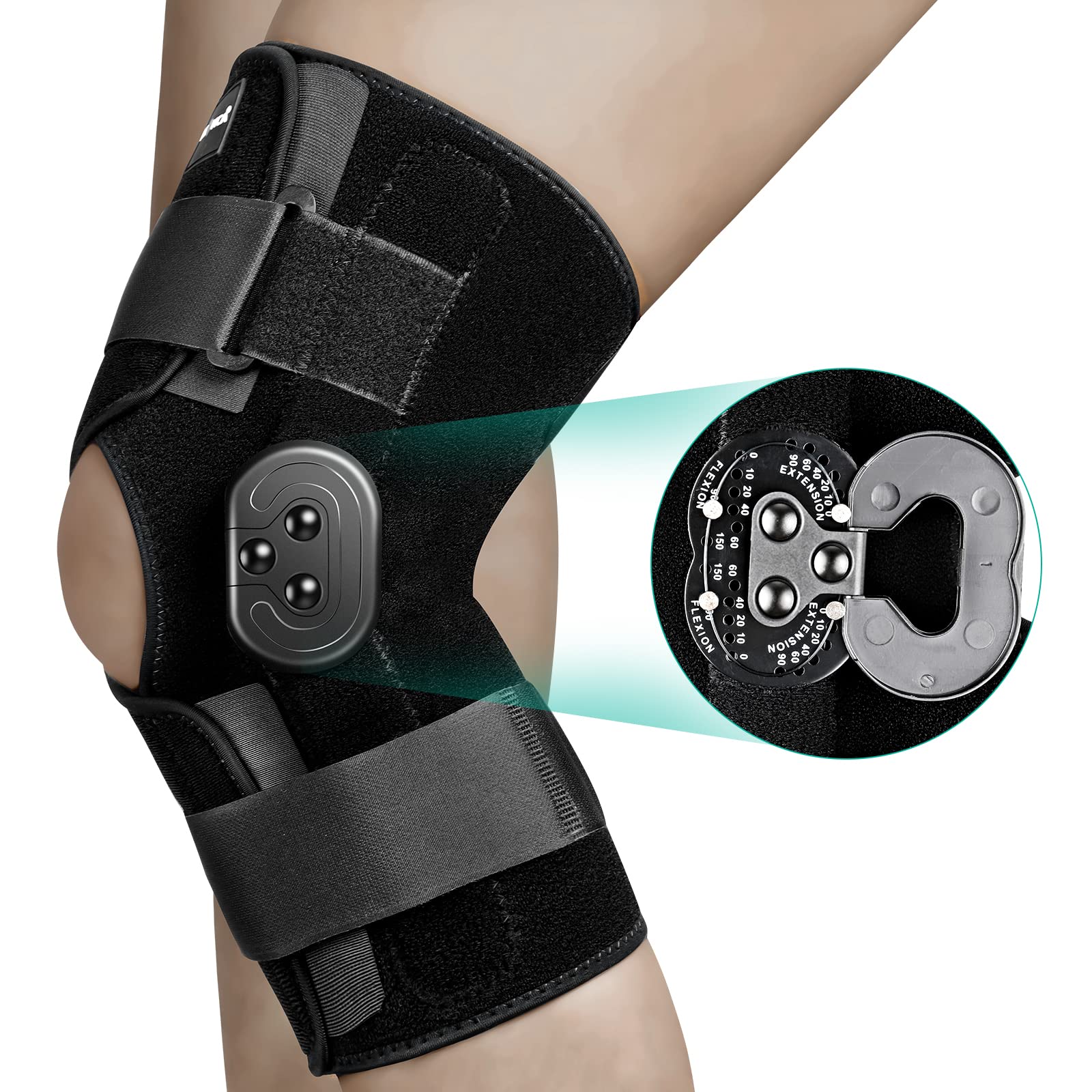 NEENCA Hinged Knee Brace, Adjustable Knee Immobilizer with Side Stabilizers  of Locking Dials, Medical ROM Knee Brace Support for Knee Pain, Arthritis,  ACL,PCL, Meniscus Tear, Injuries/Post OP Recovery