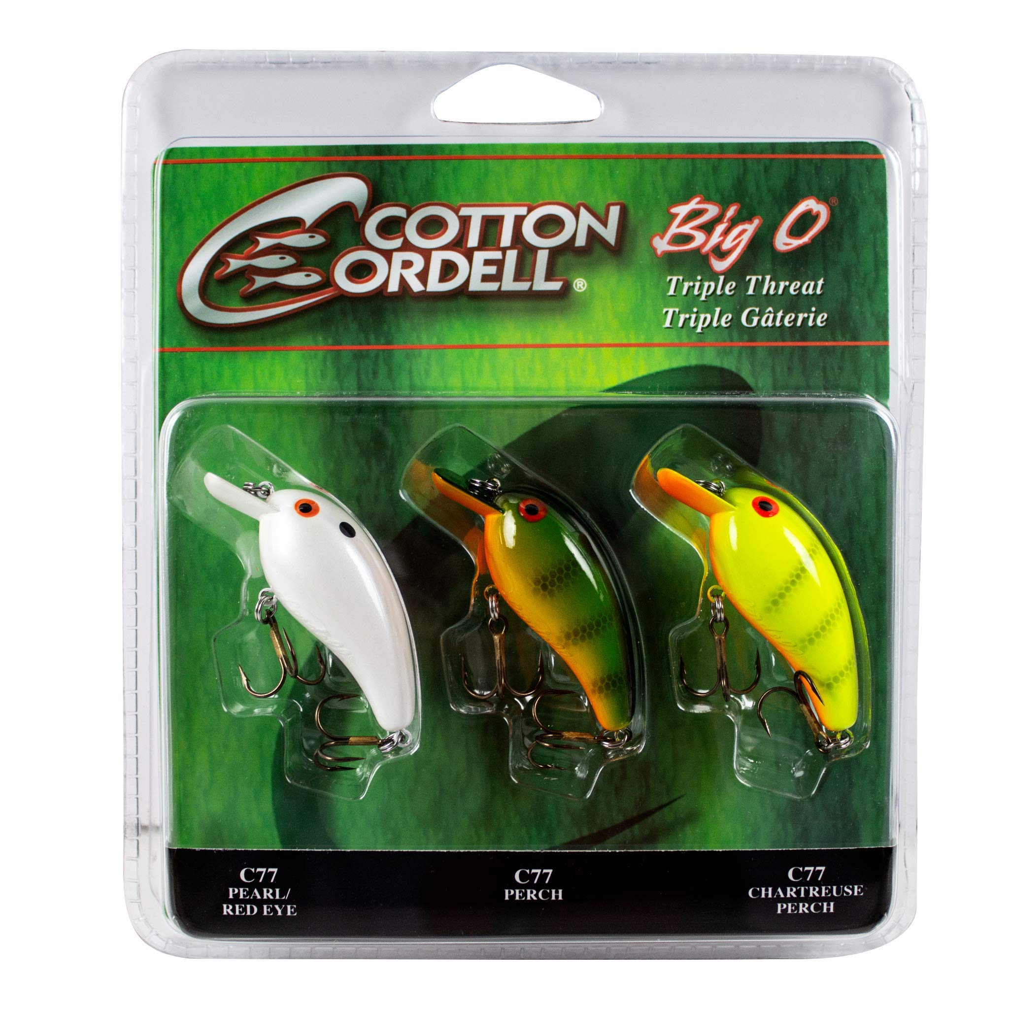 Cotton Cordell Big O Square-Lip Crankbait Fishing Lure 2, 1/4 oz Triple  Threat 3-Pack