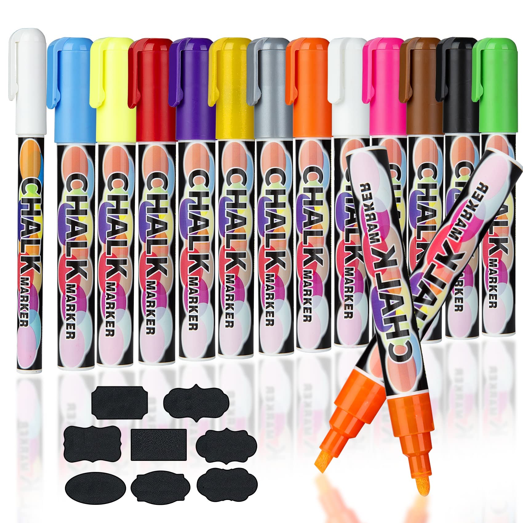Pincelma 13 Packs Liquid Chalk Markers for Chalkboard Dry Erase Markers Chalkboard  Markers Chalk Pens for Chalkboard Signs Blackboard Car Window Bistro Glass  Board (6mm*12 3mm*1 8 Labels)