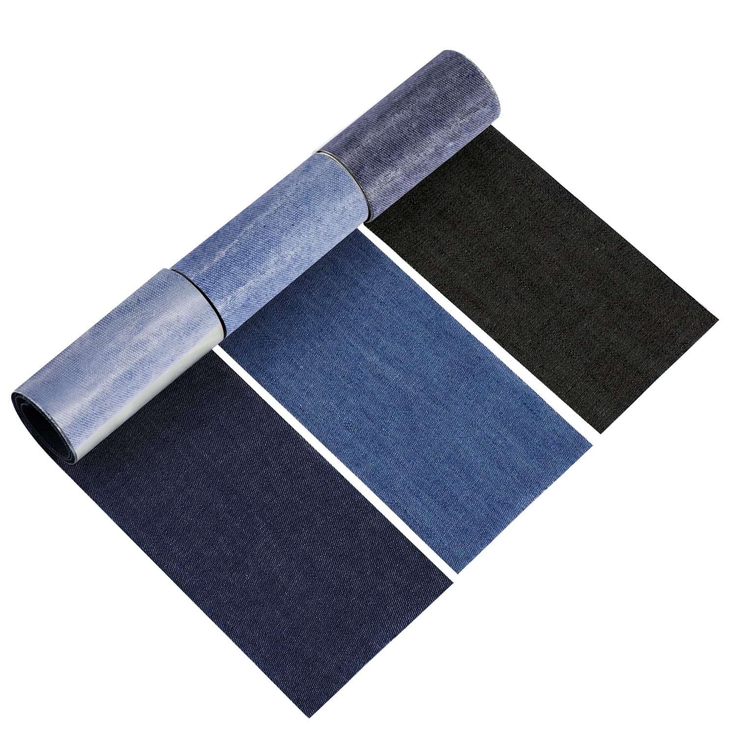 Jeans Denim Patches 3 Rolls , 3 x 20 Inside and Outside Iron On Patches  Jeans Patches for Jeans Clothing Hole Repairing and Decoration (Light Blue,  Dark Blue, Black) 3 x 20 inch Style1