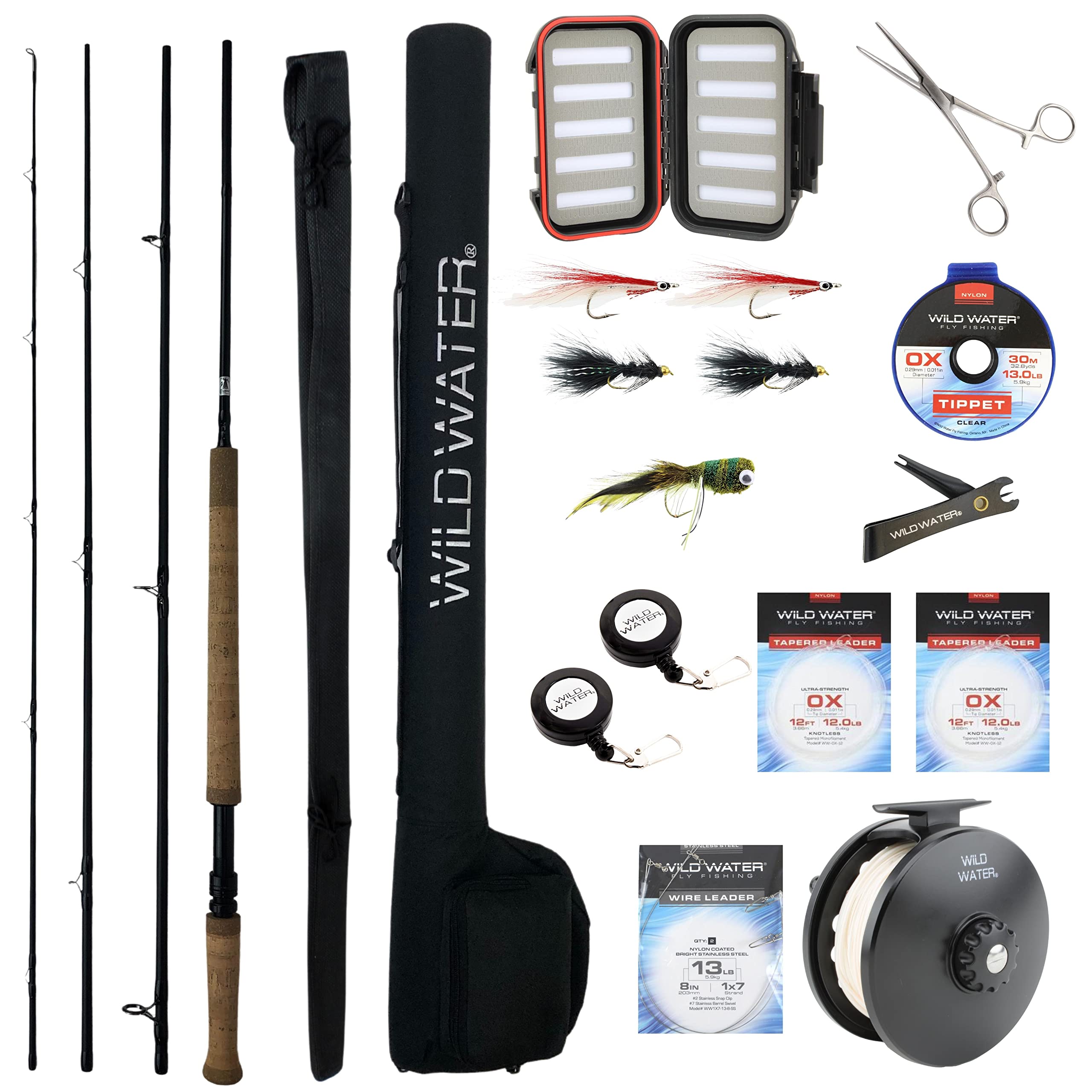 Wild Water Fly Fishing Complete 5 Weight 7 Piece Pack Rod and Reel Starter Package