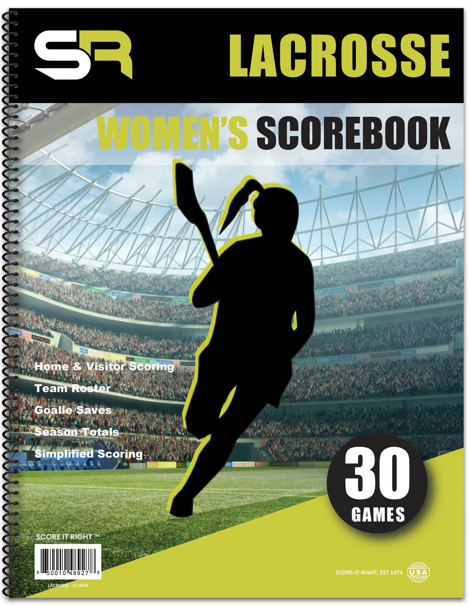 Score It Right Lacrosse Scorebook 24Player Womens Score Keeping Book
