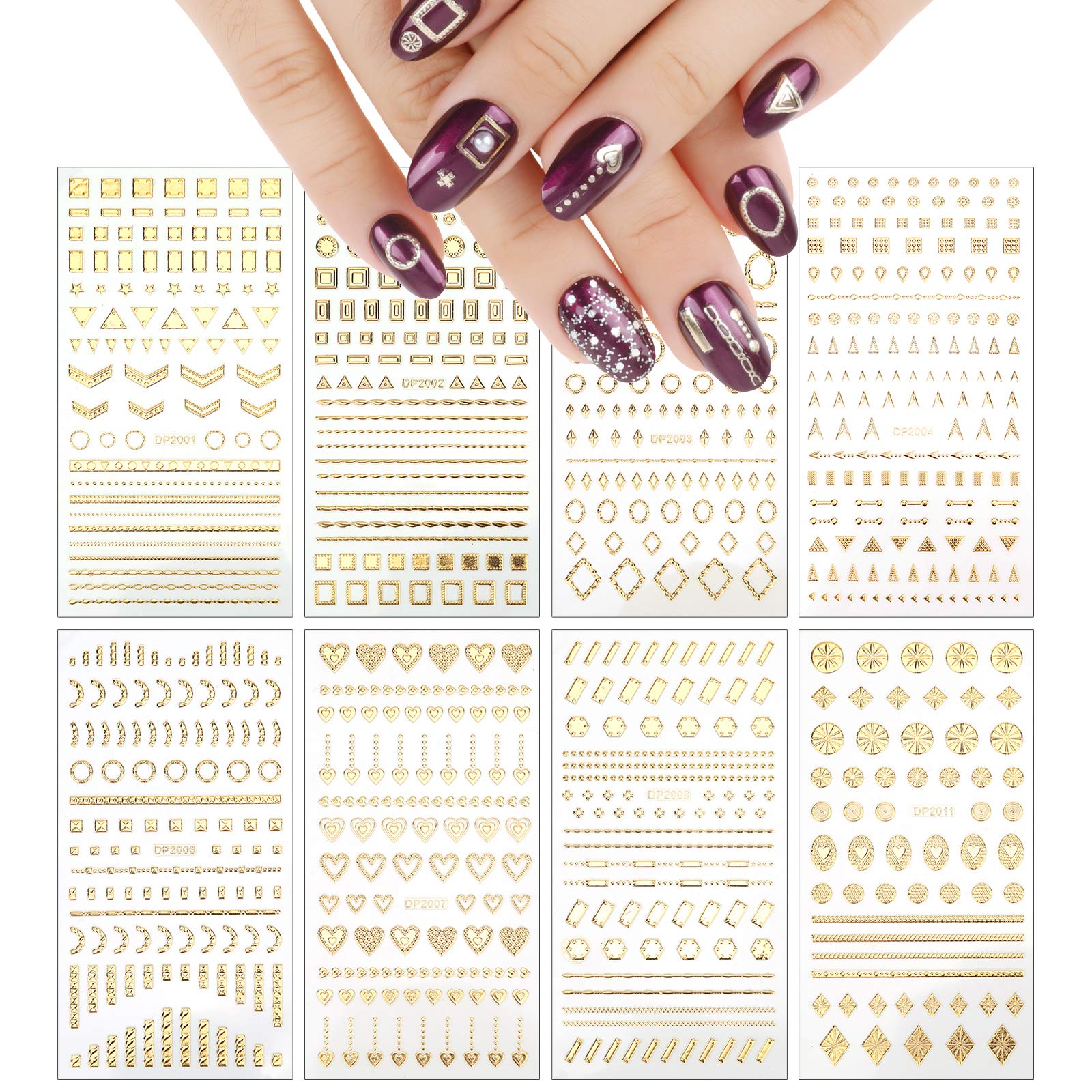 6 Sheets Gold LV Nail Stickers