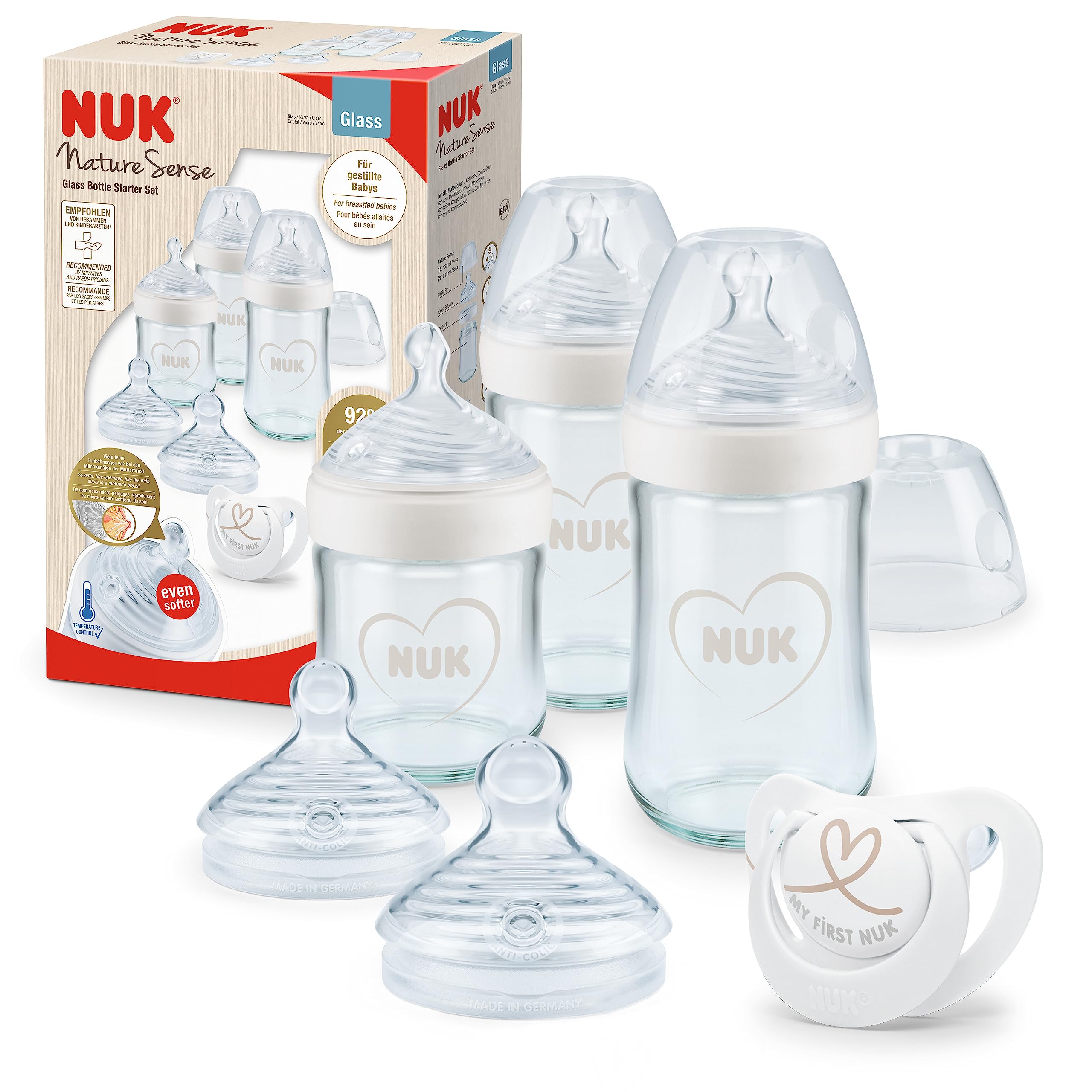 Set Nuk Mini Classic – Biberon 250 Ml + Tétine Silicone 0–6 Mois – Anatomique, Facile à Nettoyer – Avec Sucette