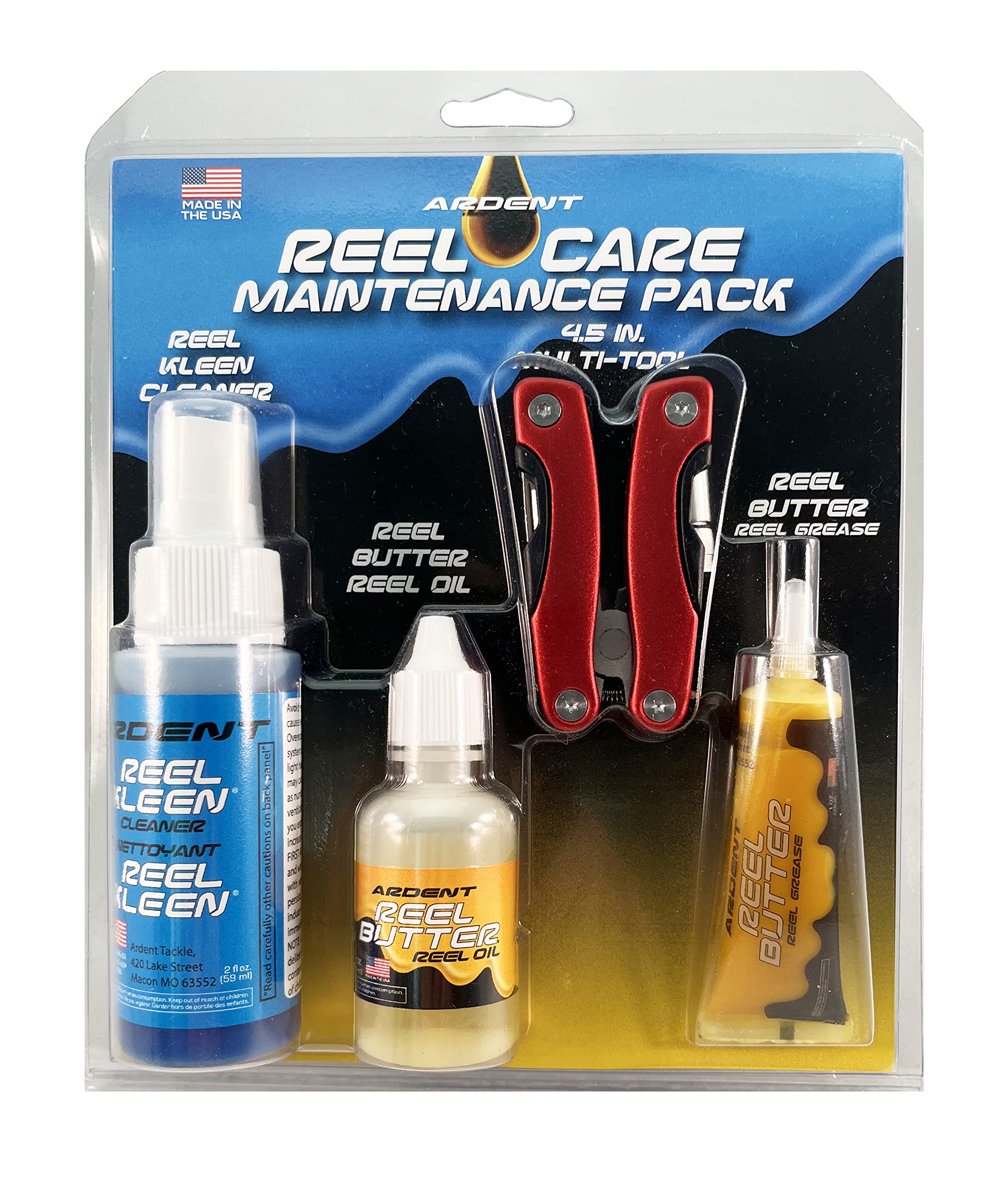Ardent Freshwater Reel Care Maintenance Pack/Long-Lasting Protection and  Clean/Includes Multi-Tool, Reel Butter