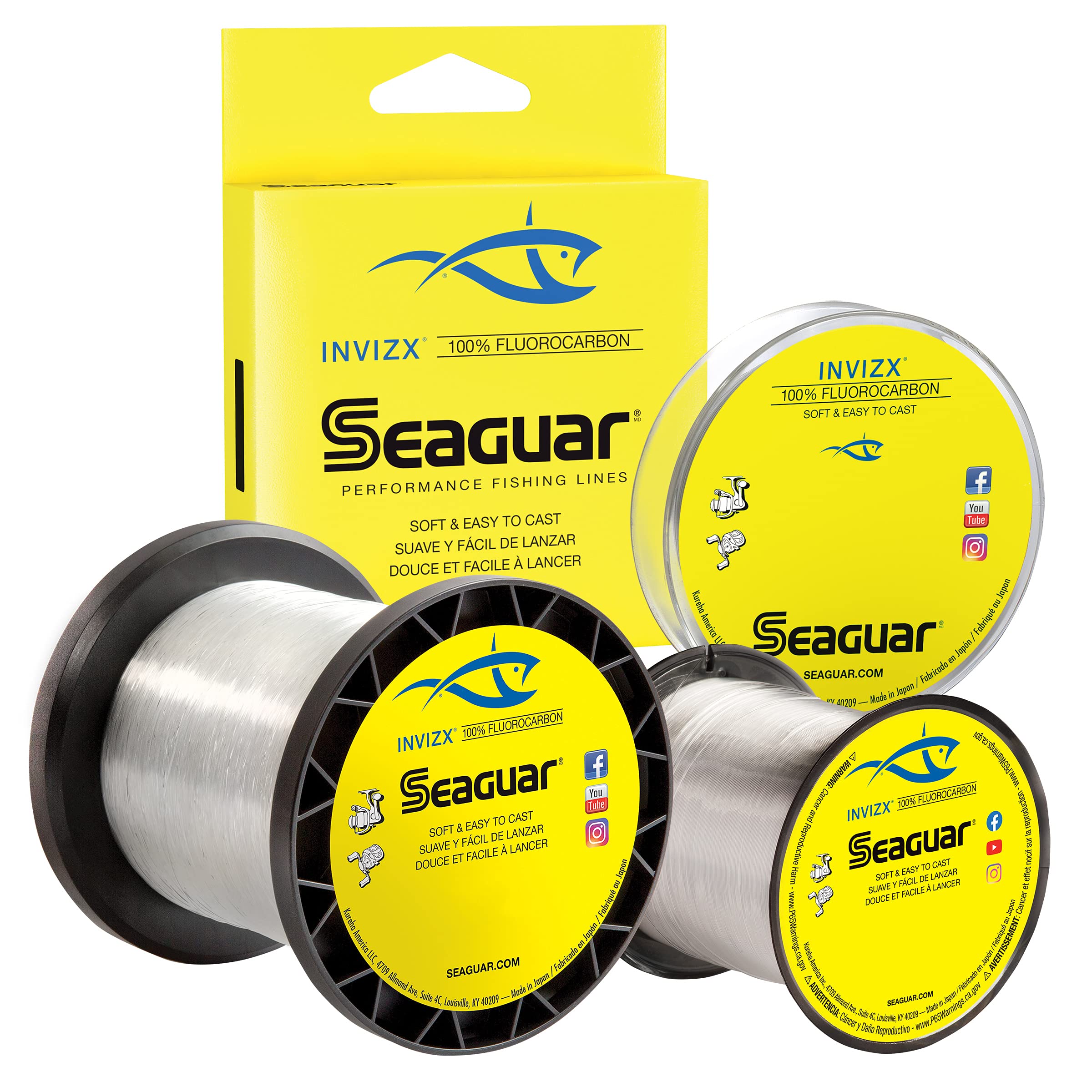 Seaguar Invizx 100% Fluorocarbon 200 Yard Fishing Line (20-Pound), Clear  (20VZ200)