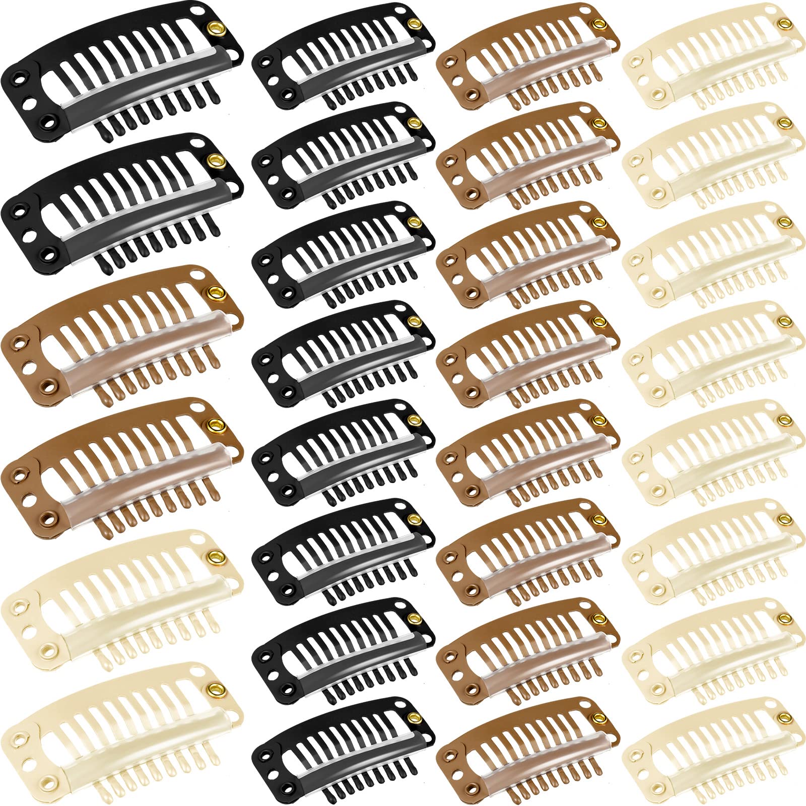 30 Pieces 32 mm 9-teeth Hair Extension Clips Hair Extension Wigs Snap Clips  Comb Small