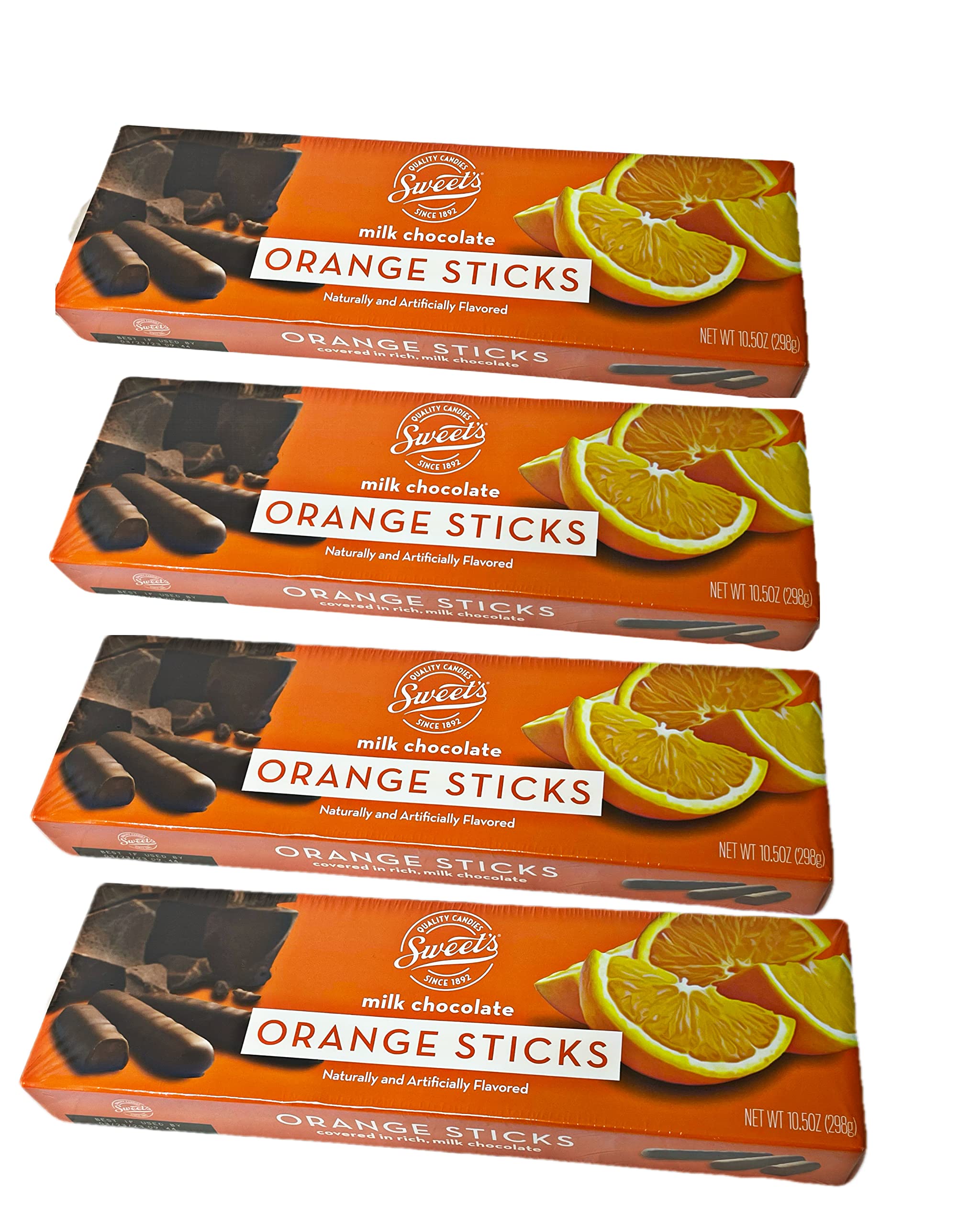 Sweet's Milk Chocolate Orange Sticks, 10.5oz Box(Pack of 4 boxes)