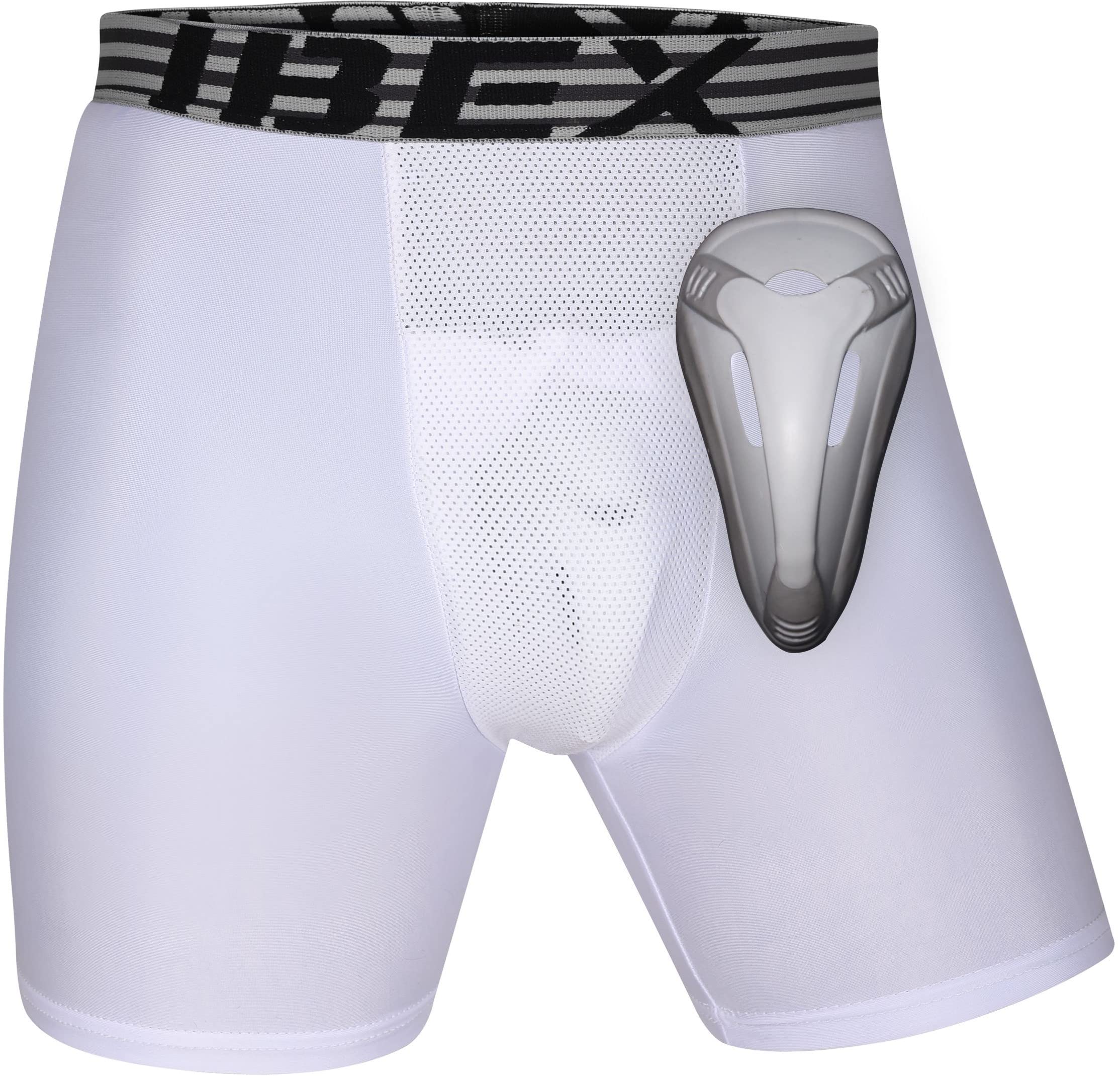 IBEX ATHLETIC Youth Compression Shorts with Protective Cup - Youth Cup  Underwear with Cup, Boys Compression Shorts - (