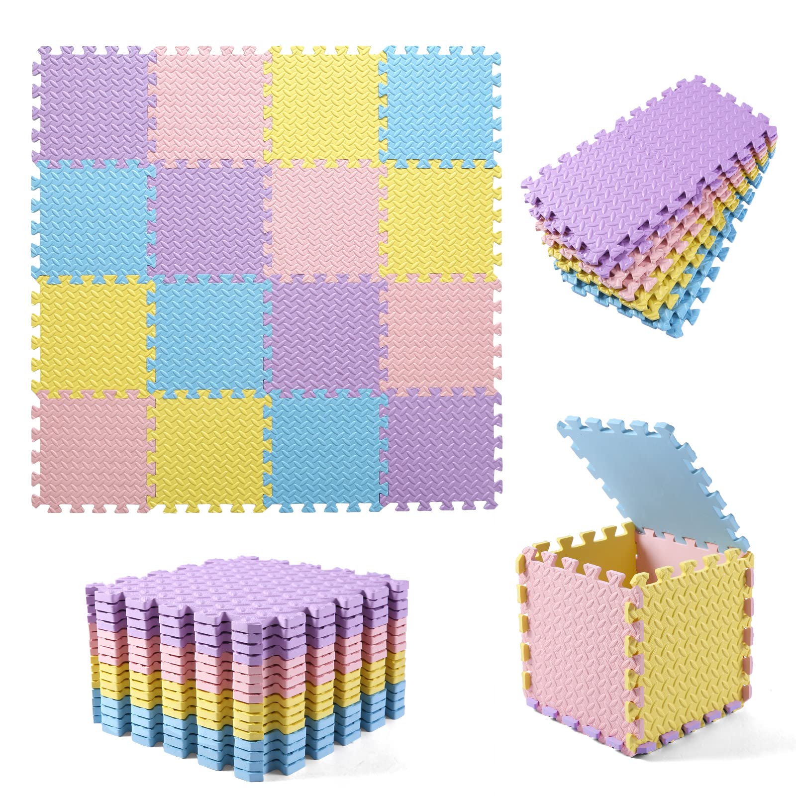 Tamiplay 16Pcs Foam Play Mat, EVA Soft Interlocking Floor Mats, Solid  Colored Foam Puzzled Floor Mats, Baby Play Mat Exercise Mats with Storage  Bag(Pink/Purple/Yellow/Light Blue)