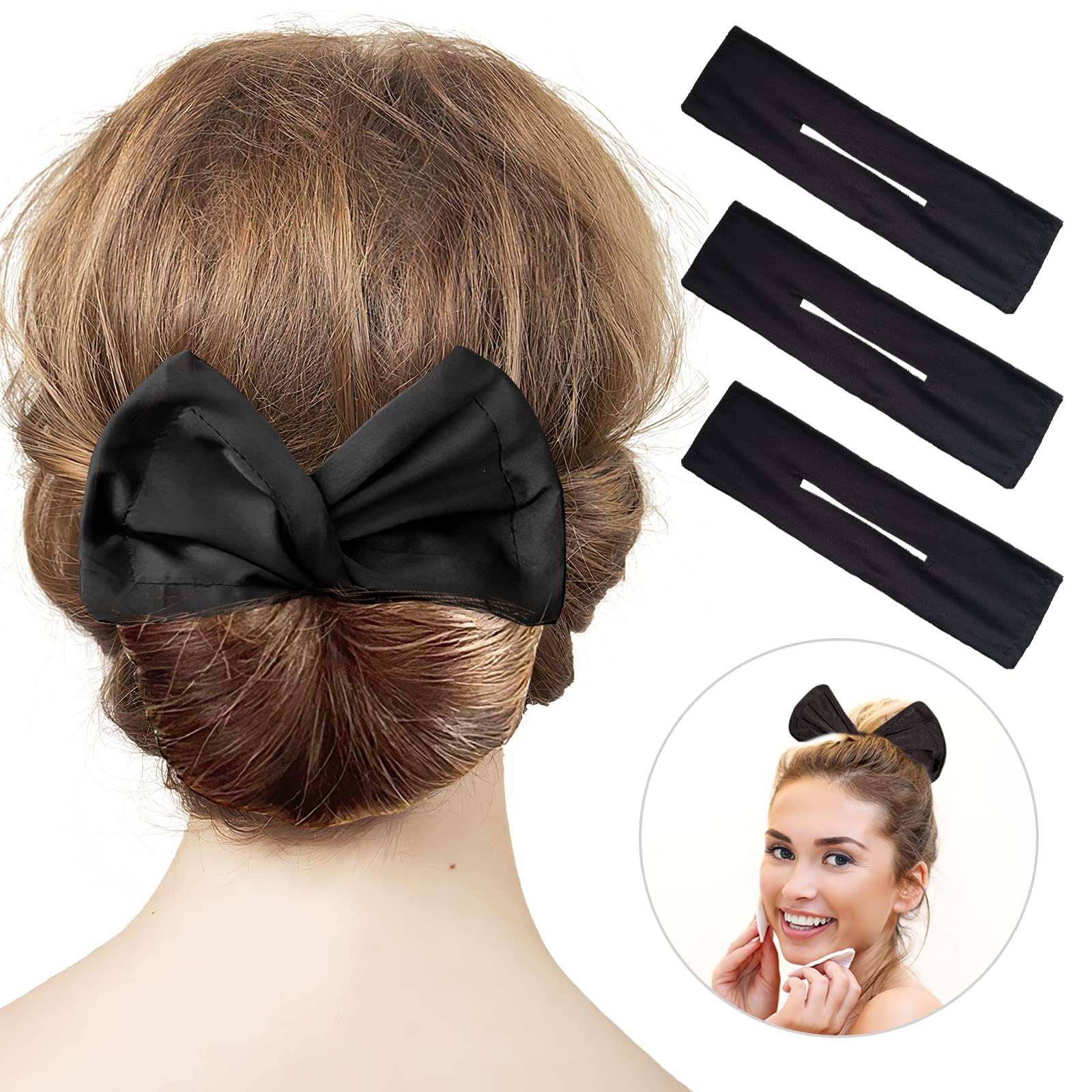 3 Pieces Hair Maker Deft Bun for Hair Twister, Flexible Donut Hair Bun, Lazy Hair Curler Bun Clips, Fashion French Hairstyle, Hair Accessories for Women & Kids (Black) 3 PCS (Black)