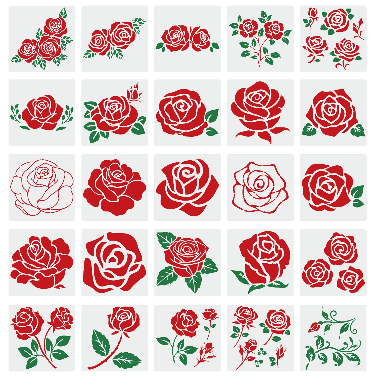 Rose Stencils 4inch Reusable Flower Stencils for Painting on Wood