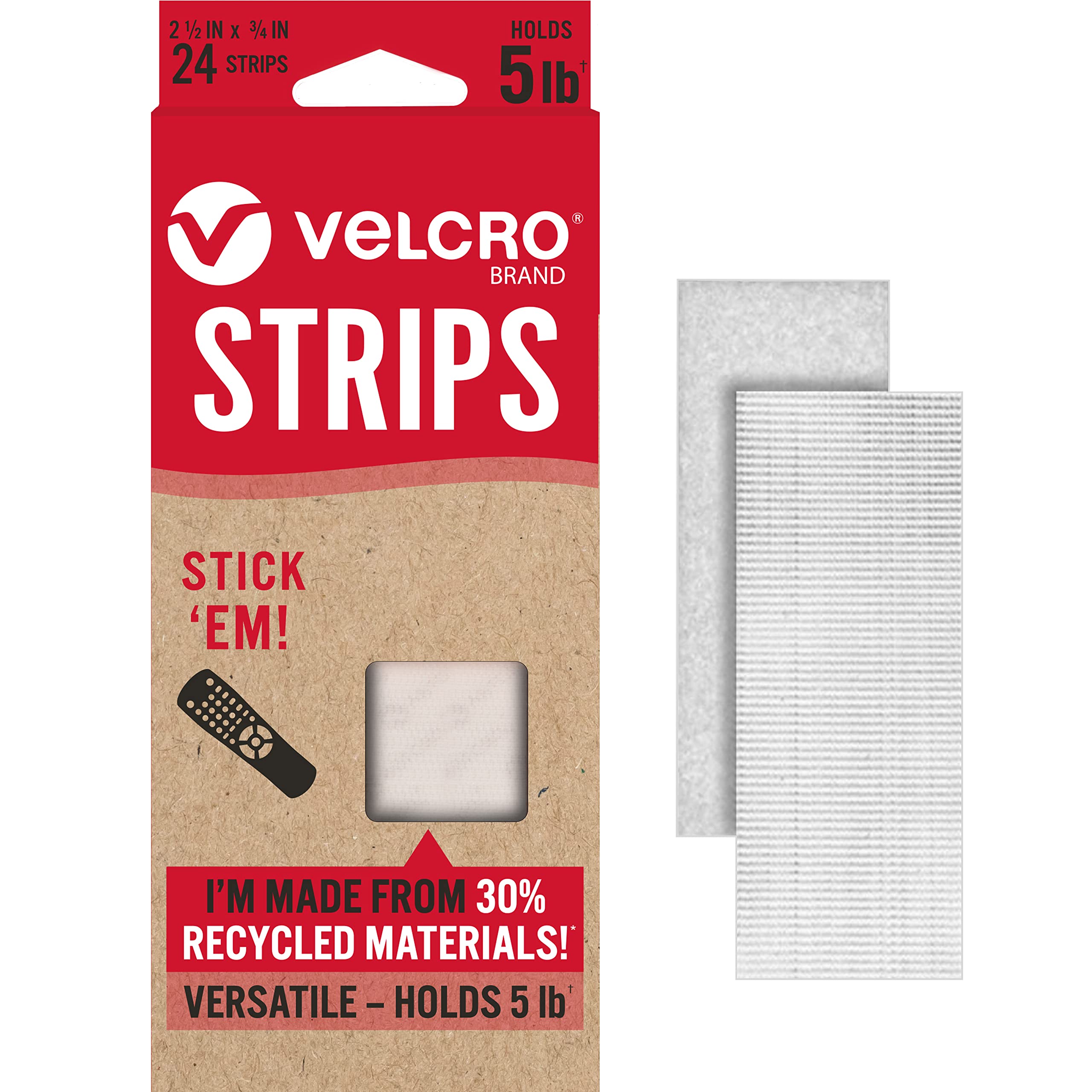 VELCRO Brand ECO Collection, 24 Sets, Stick'EM Hanging Strips with  Adhesive, Easy Mounting