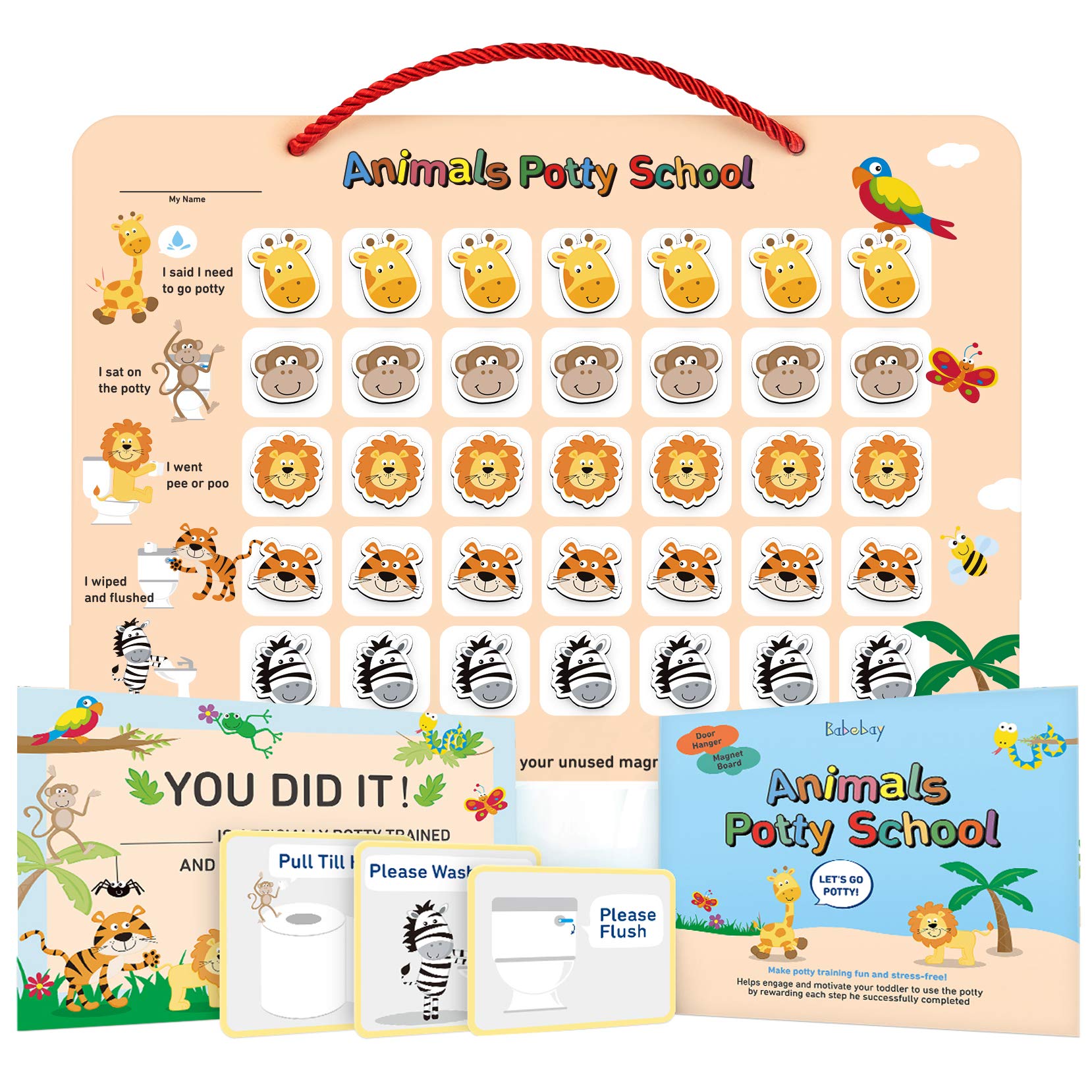 Potty Training Chart for Toddlers,Boys,Girls - Animal Design - Magnetic  Sticker Chart, Waterproof Magnetic Potty Training