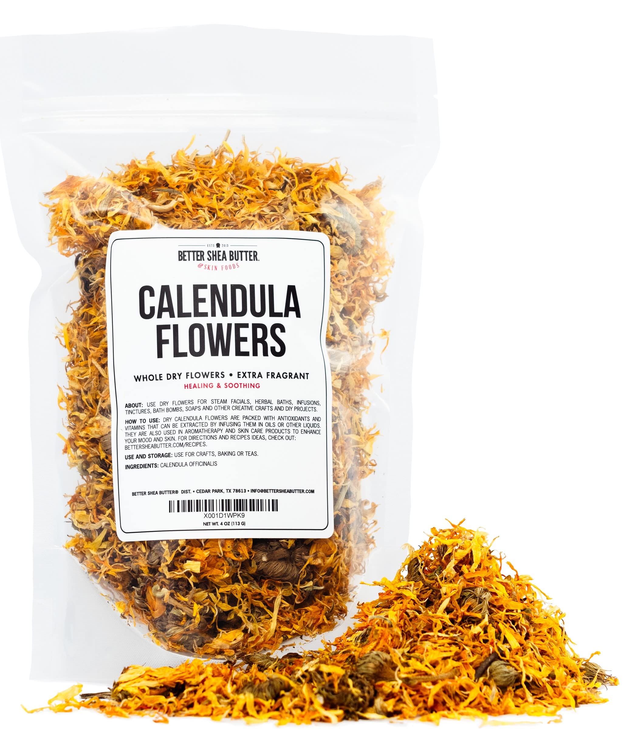 Better Shea Butter Dried Calendula Flowers, Bulk Size, Edible Ideal for  Tea Herb Infusions and Tinctures, Use in a Relaxing Flower Bath