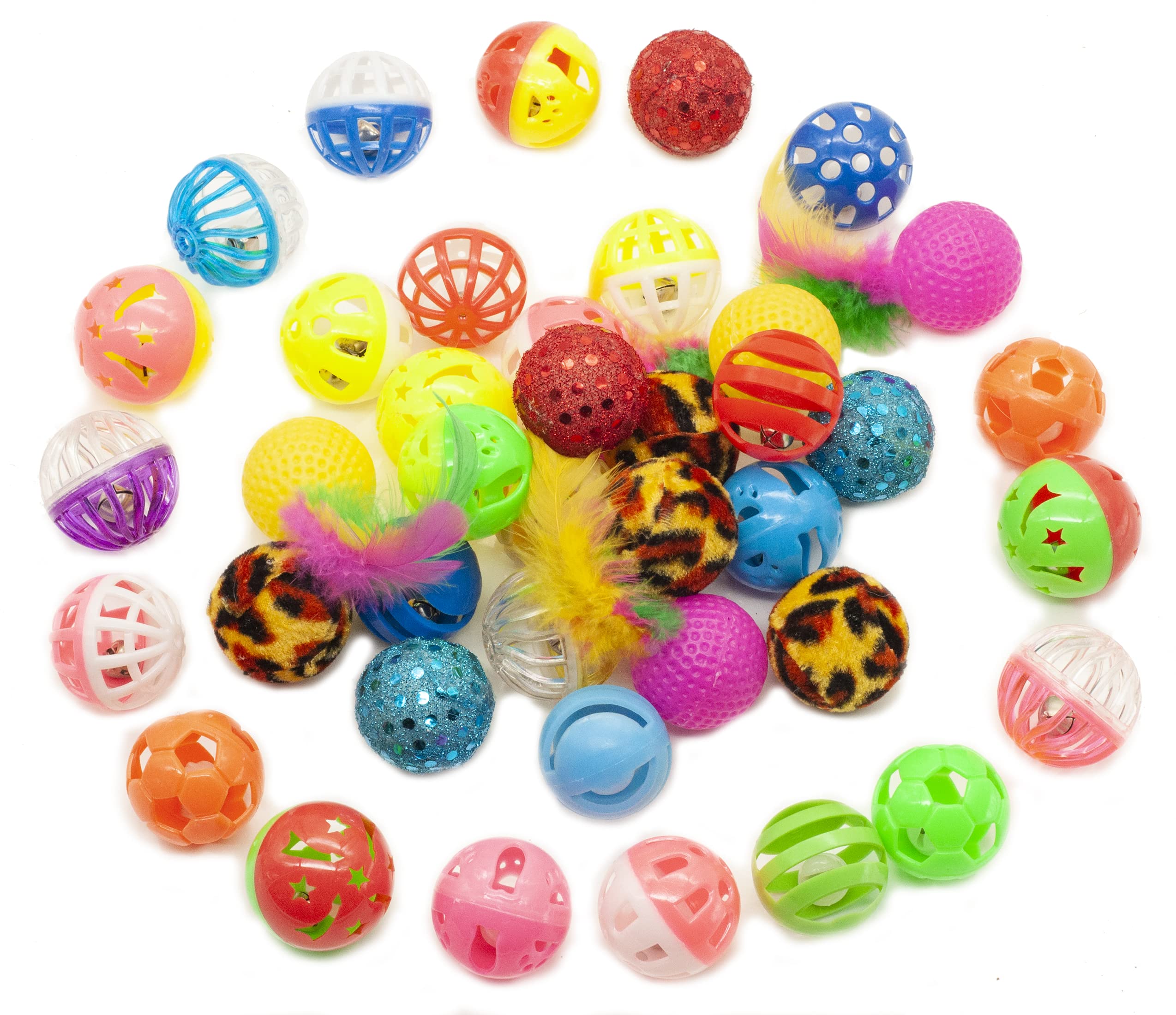 Fashion's Talk 40 Count Plastic Ball Cat Toys Lattice Balls with Bell