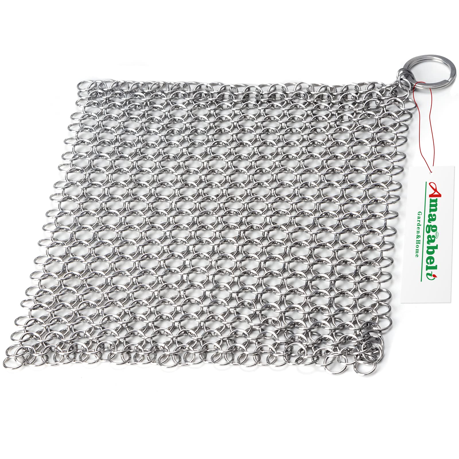 Chainmail Scrubber with Scouring Pad Stainless Steel Cast Iron